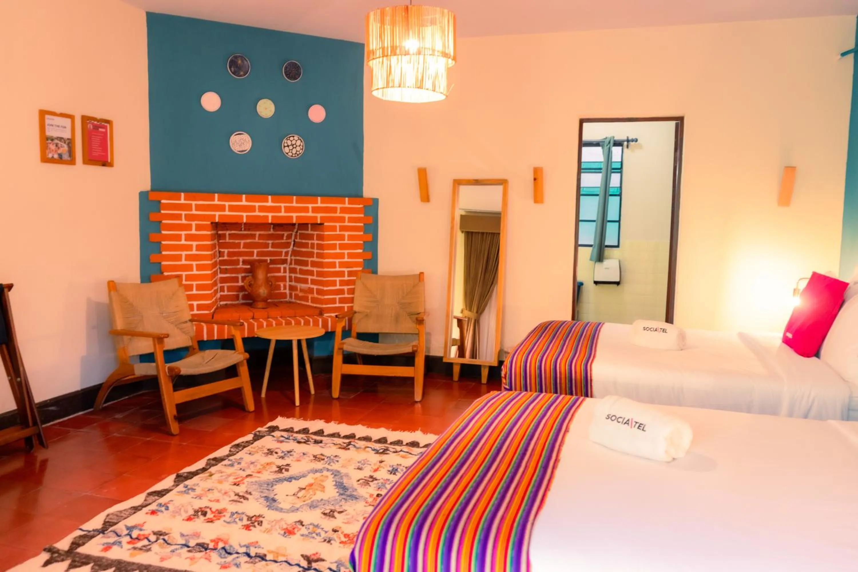 Bed in Socialtel Atitlan