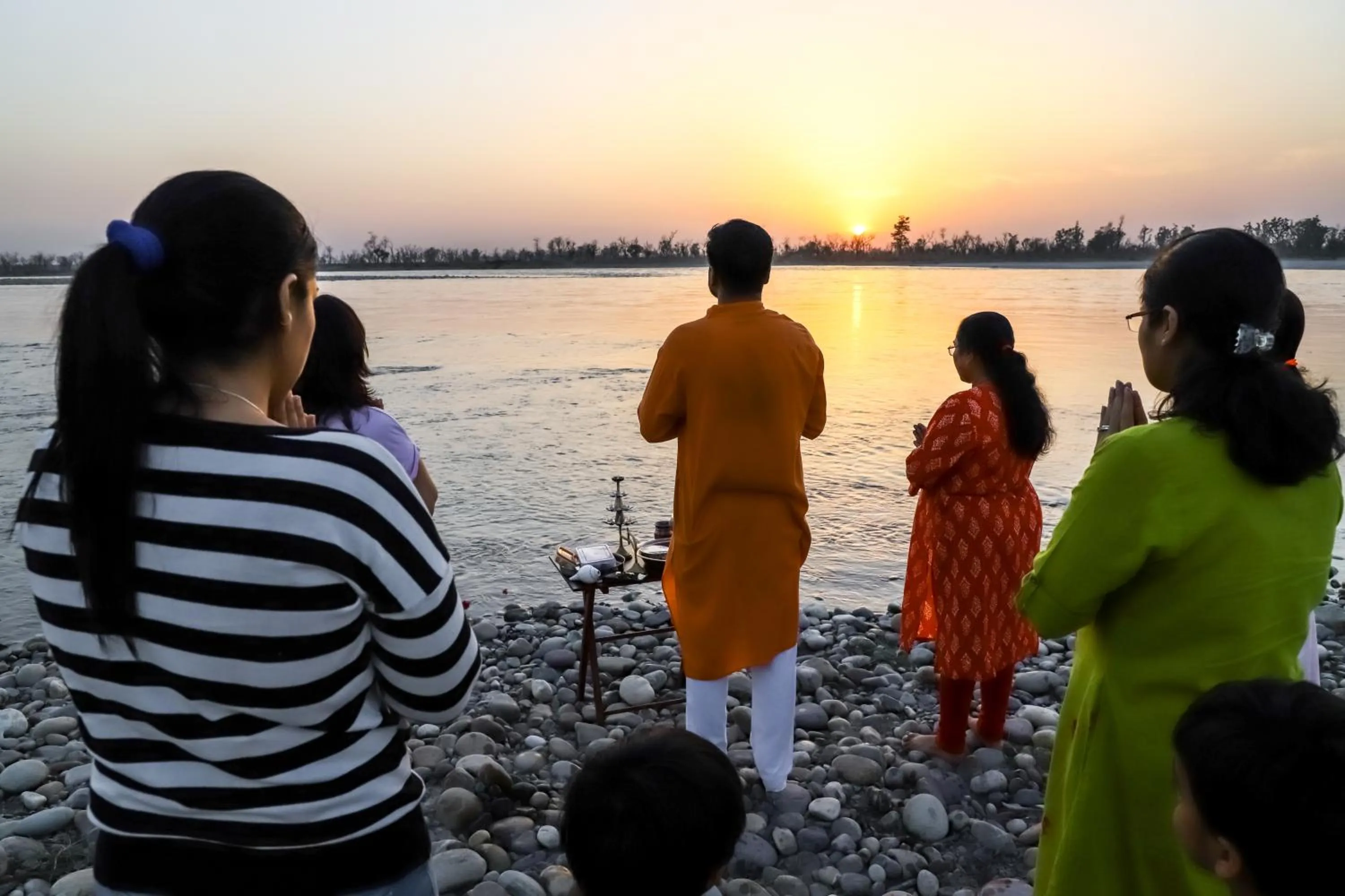People in Amatra By The Ganges