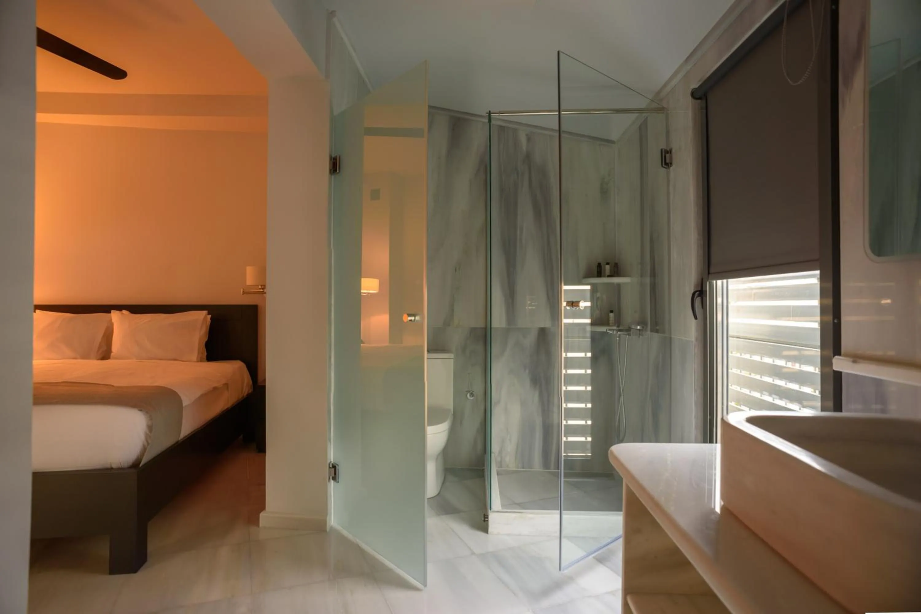 Bathroom, Bed in Fos Residential Apartments