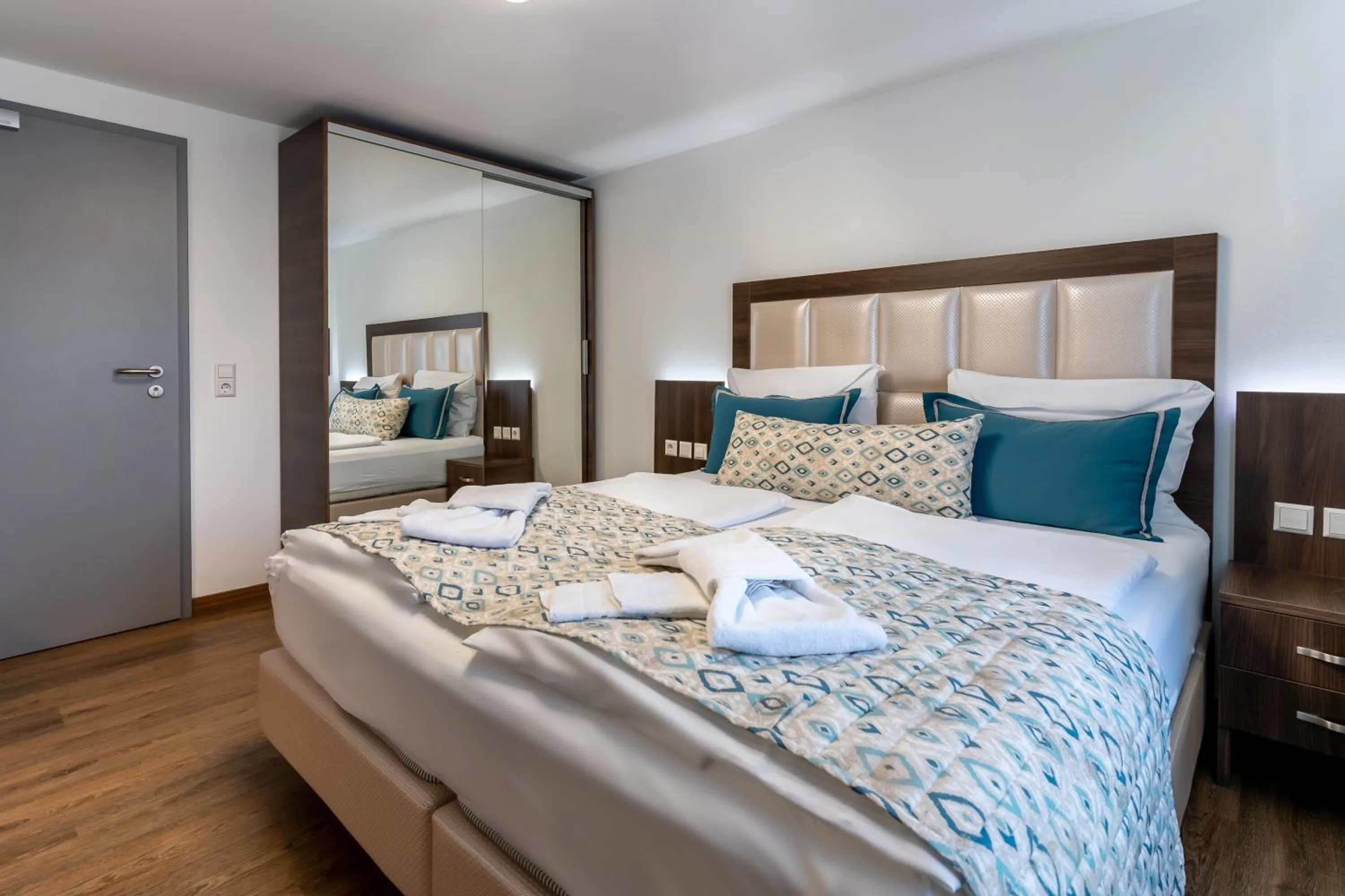 Bed in Hotel Myrsini