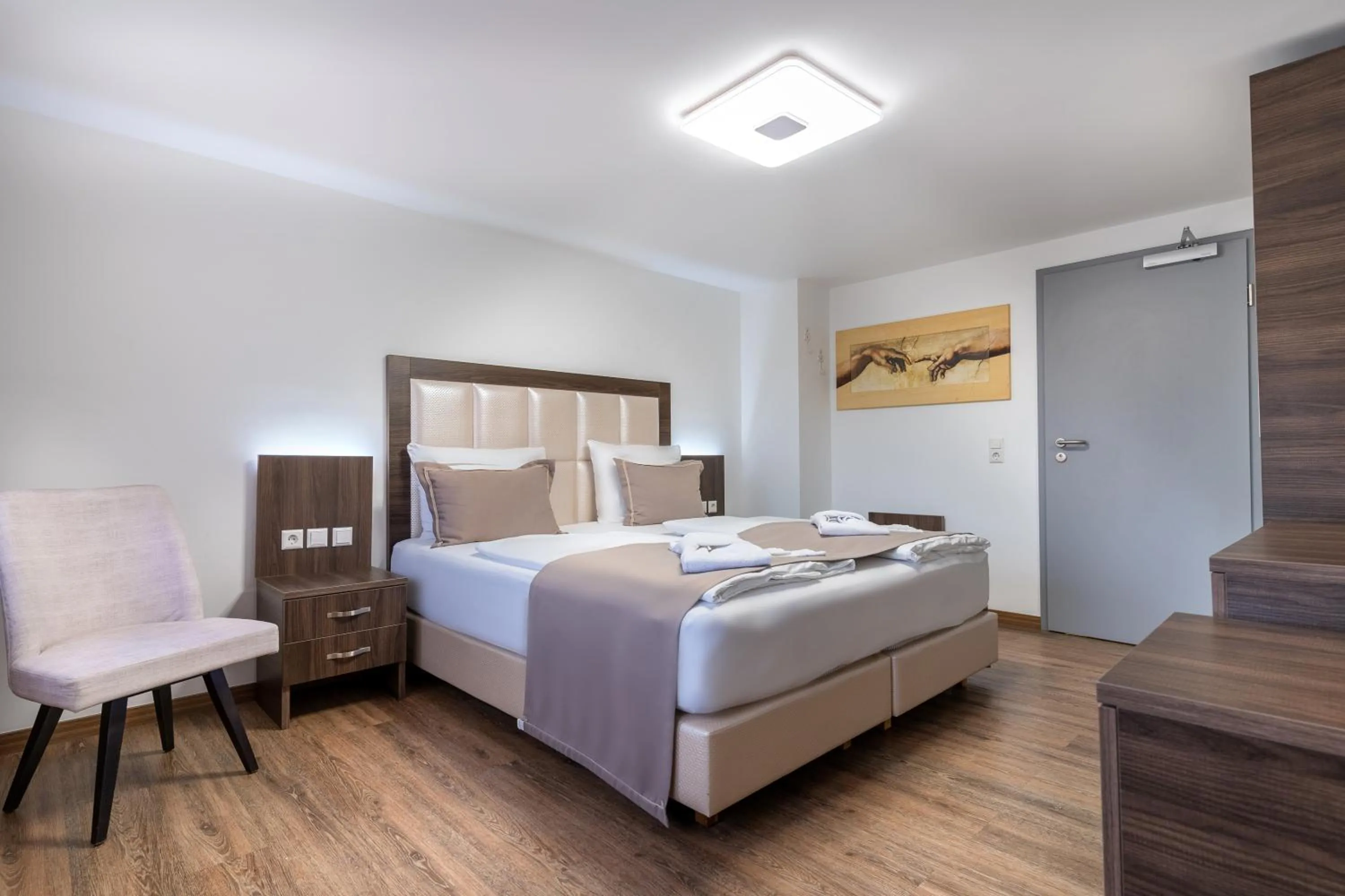 Bed in Hotel Myrsini