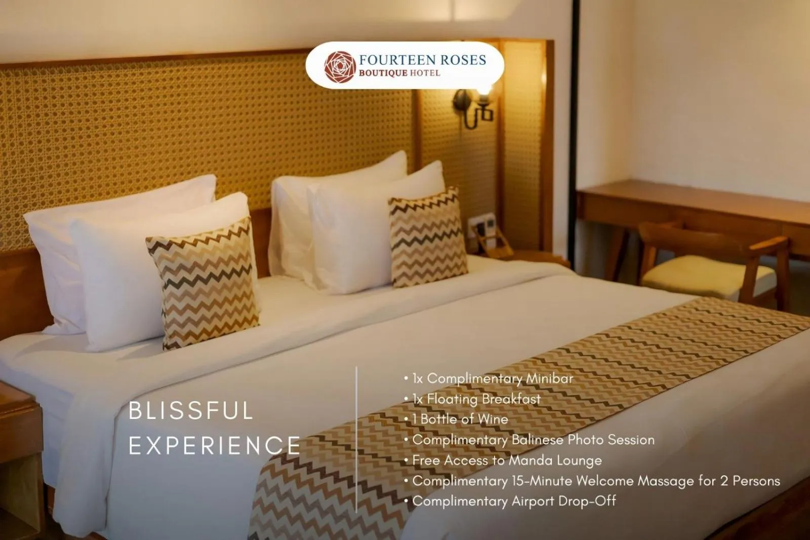 Bedroom, Bed in Fourteen Roses Boutique Hotel, Kuta