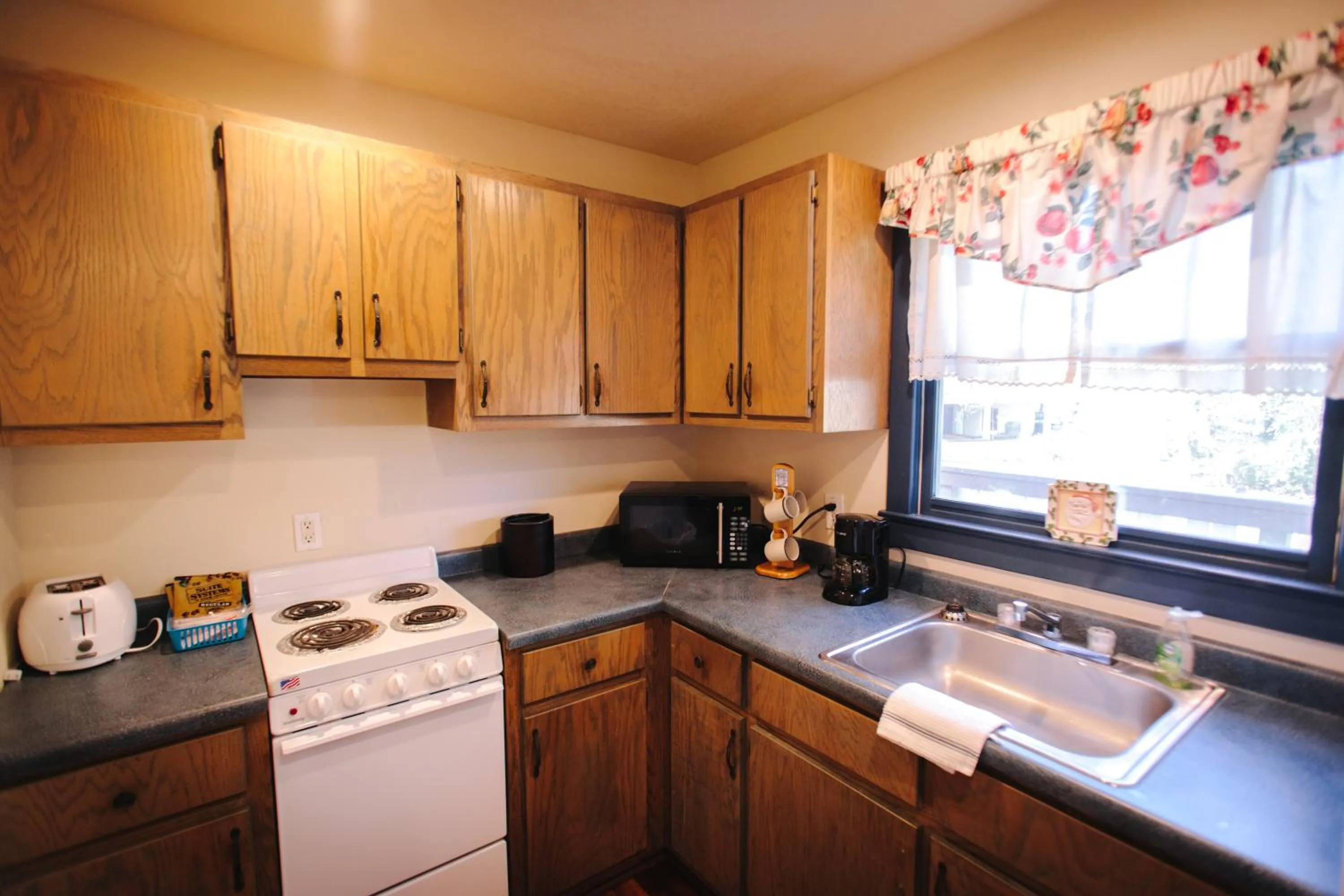 Kitchen or kitchenette in Riverbend Motel & Cabins
