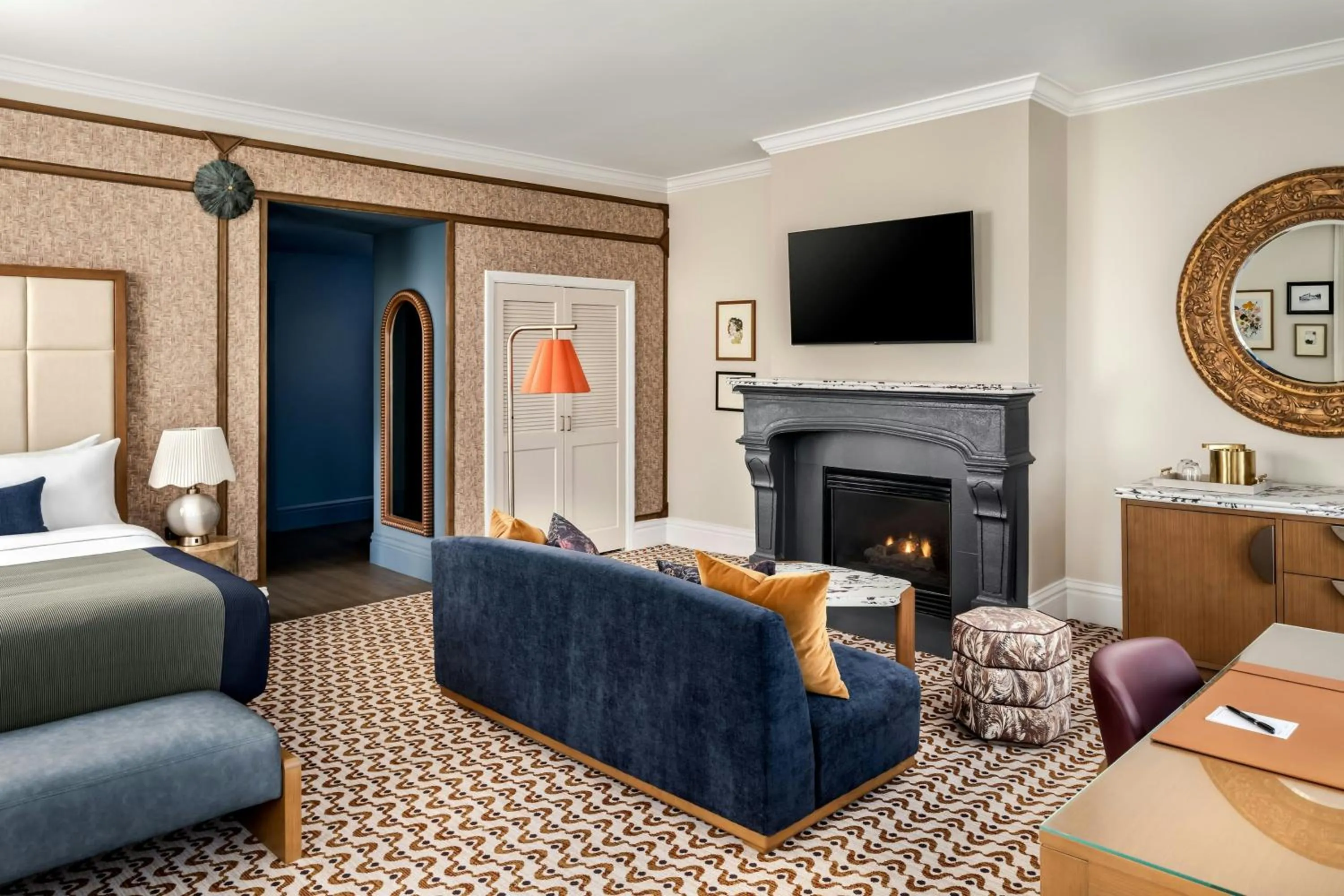 Photo of the whole room, Bed in The Louie, A Davenport Hotel, Autograph Collection