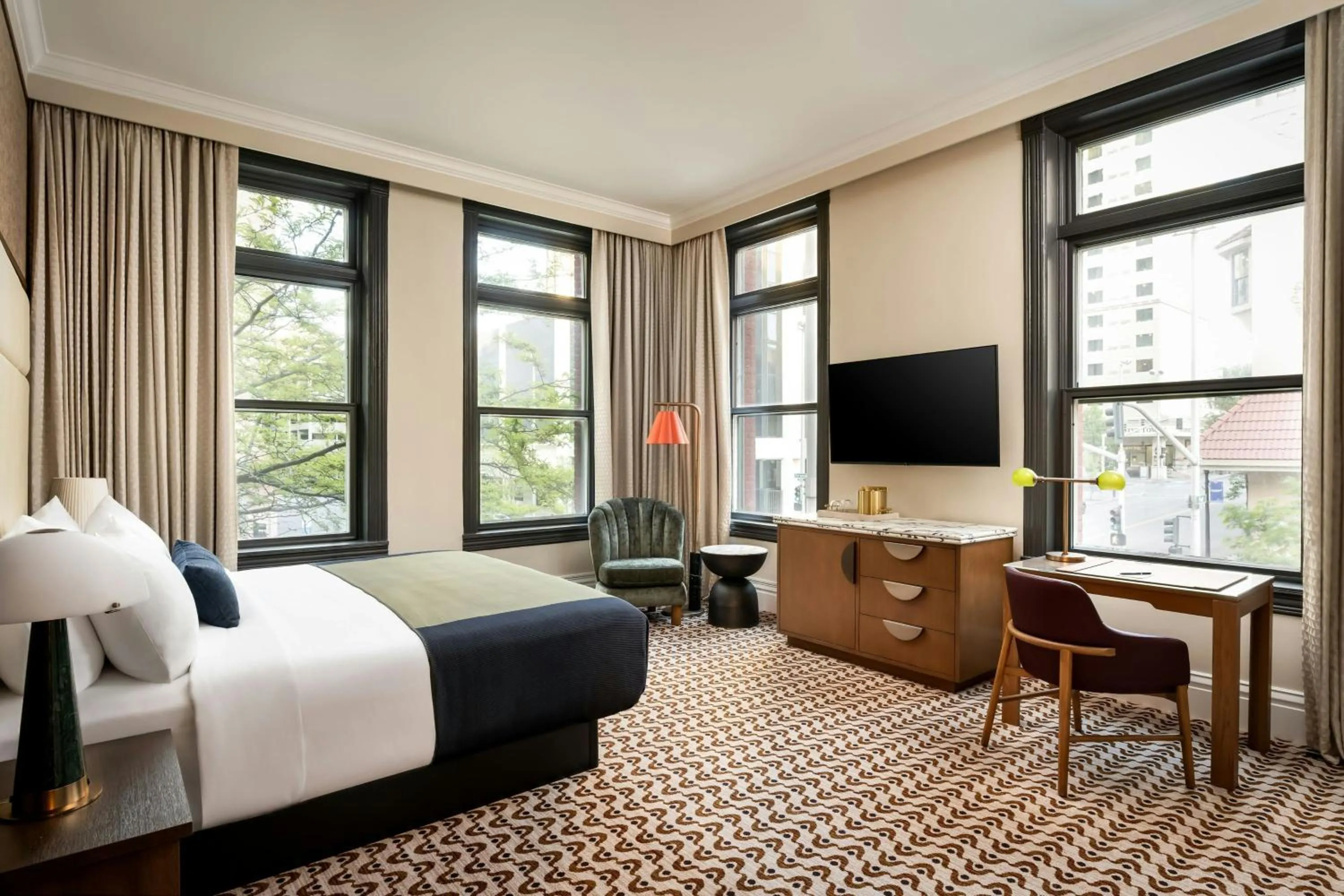 Photo of the whole room, Bed in The Louie, A Davenport Hotel, Autograph Collection