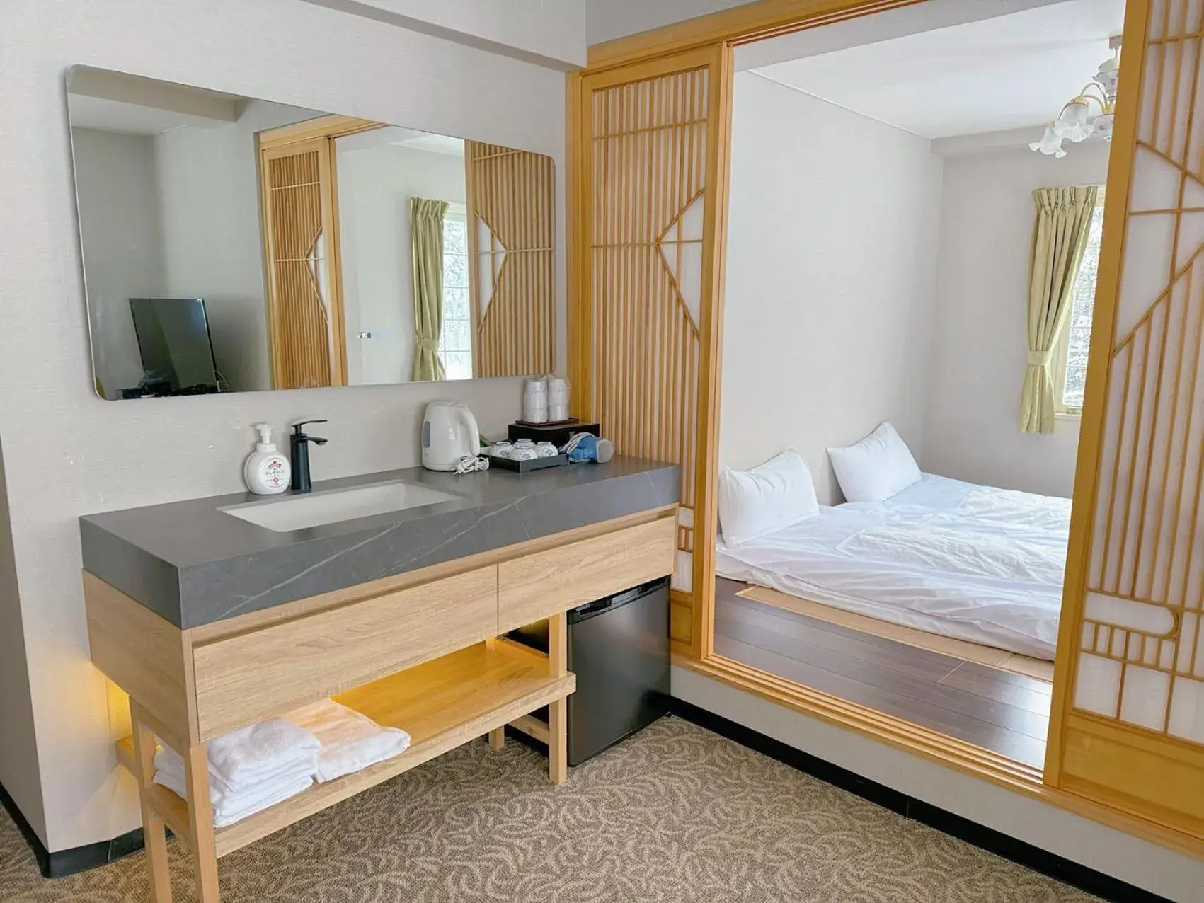 Swimming pool, Bed in Hakuba Sun Valley Hotel Swimming pool, Bed in Hakuba Sun Valley Hotel