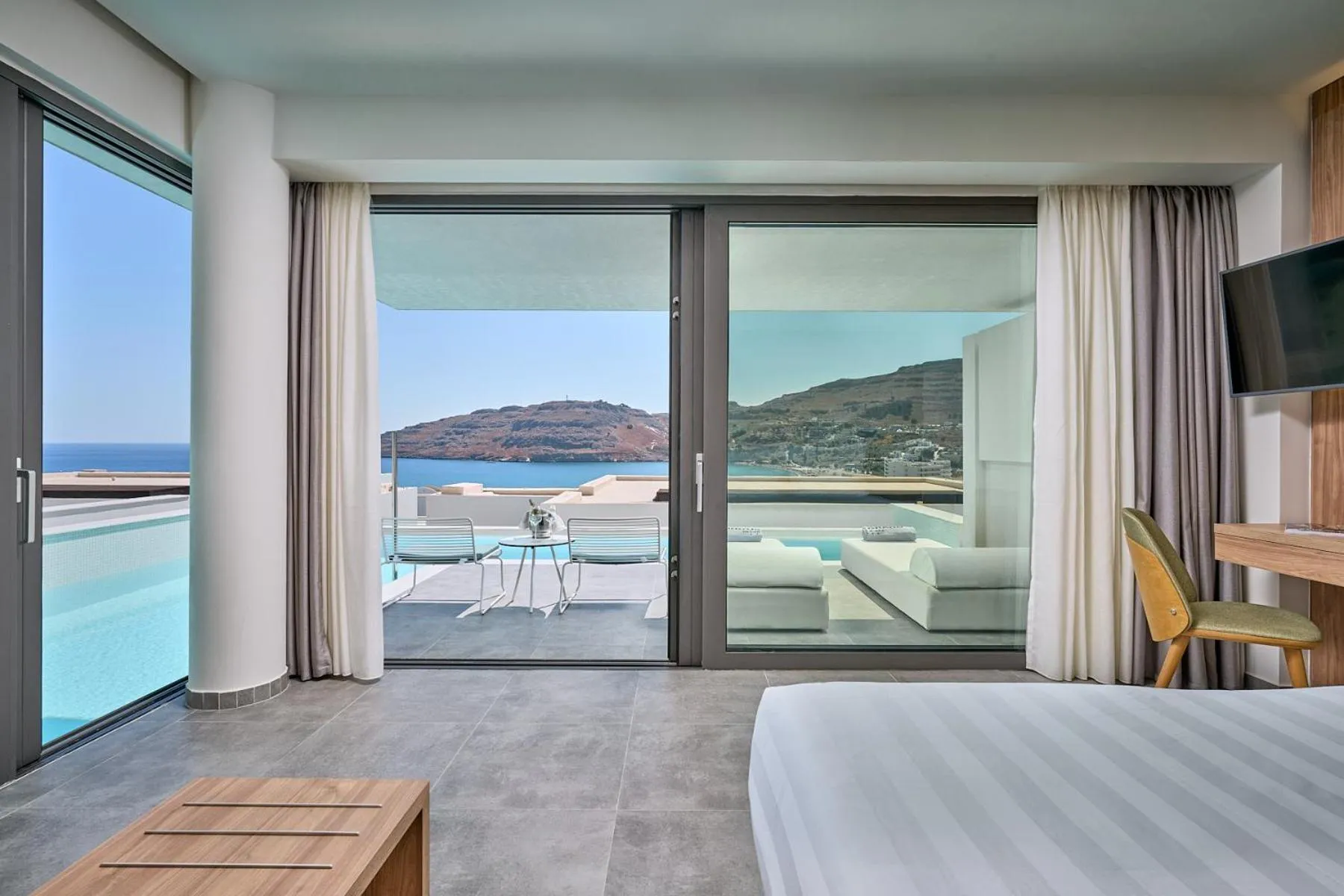 View (from property/room), Bed in Lindos Grand Resort & Spa - Adults Only