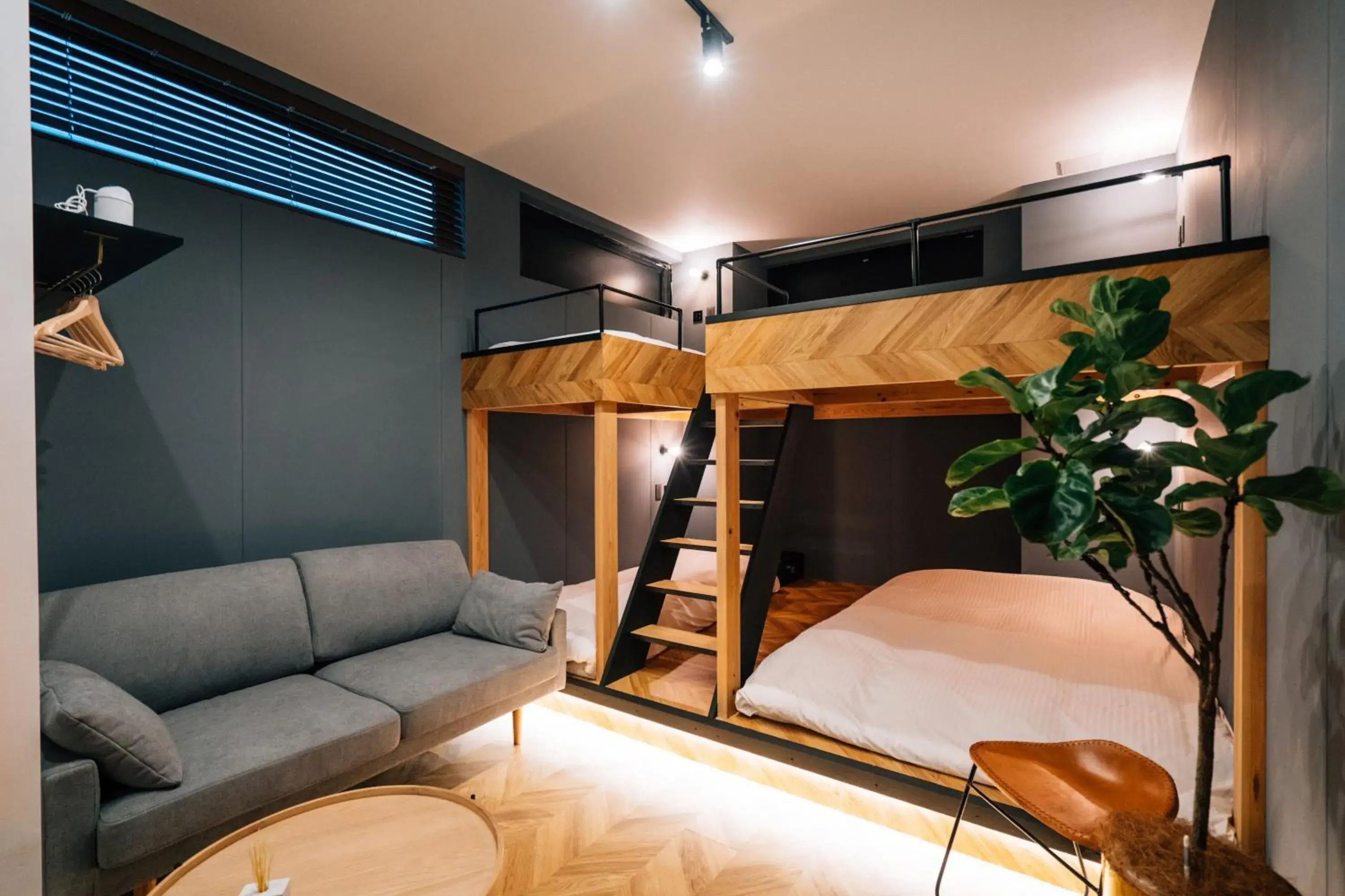 Seating area, Bed in mizuka Daimyo 3 - unmanned hotel- Seating area, Bed in mizuka Daimyo 3 - unmanned hotel-