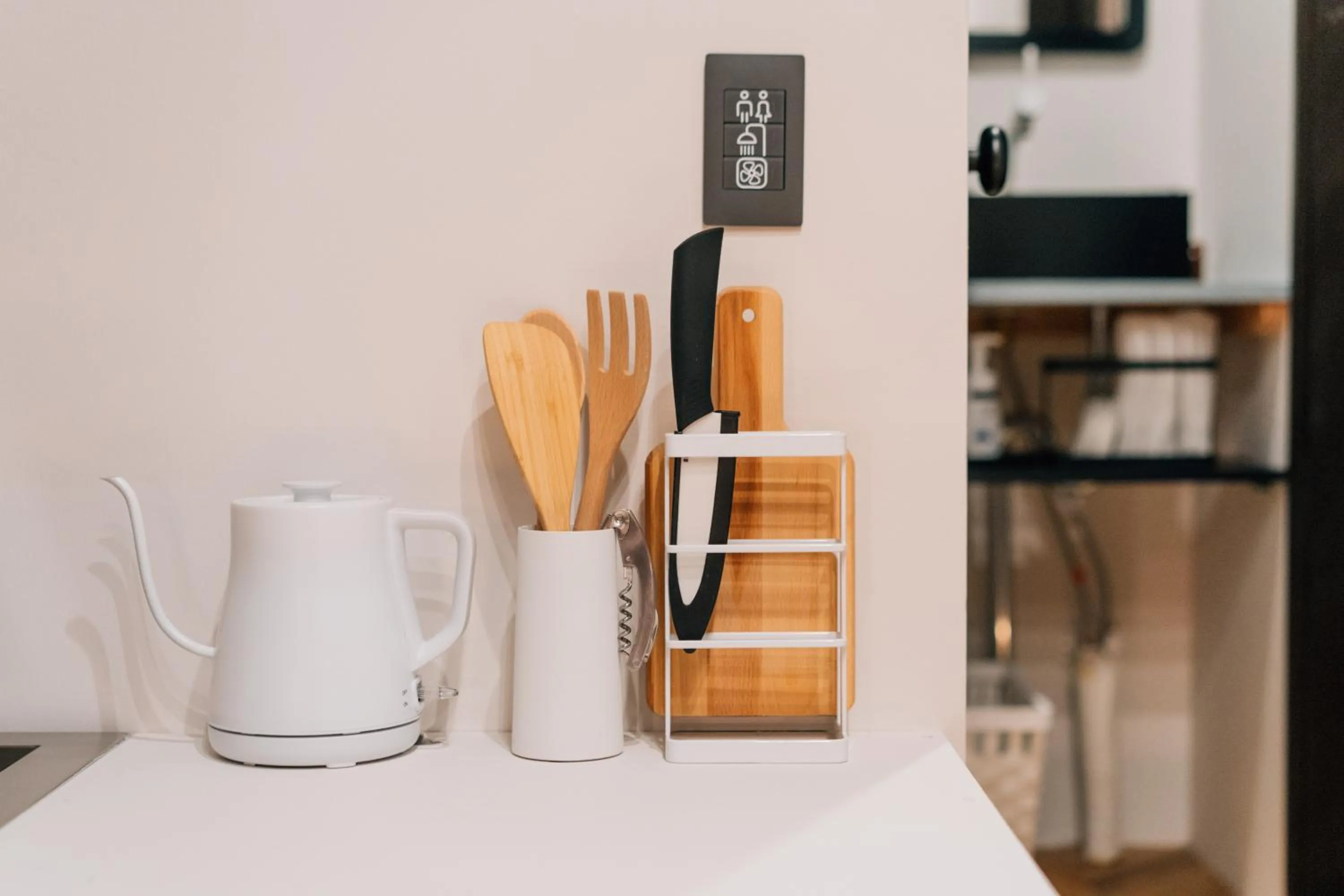 Kitchen or kitchenette in mizuka Daimyo 3 - unmanned hotel-