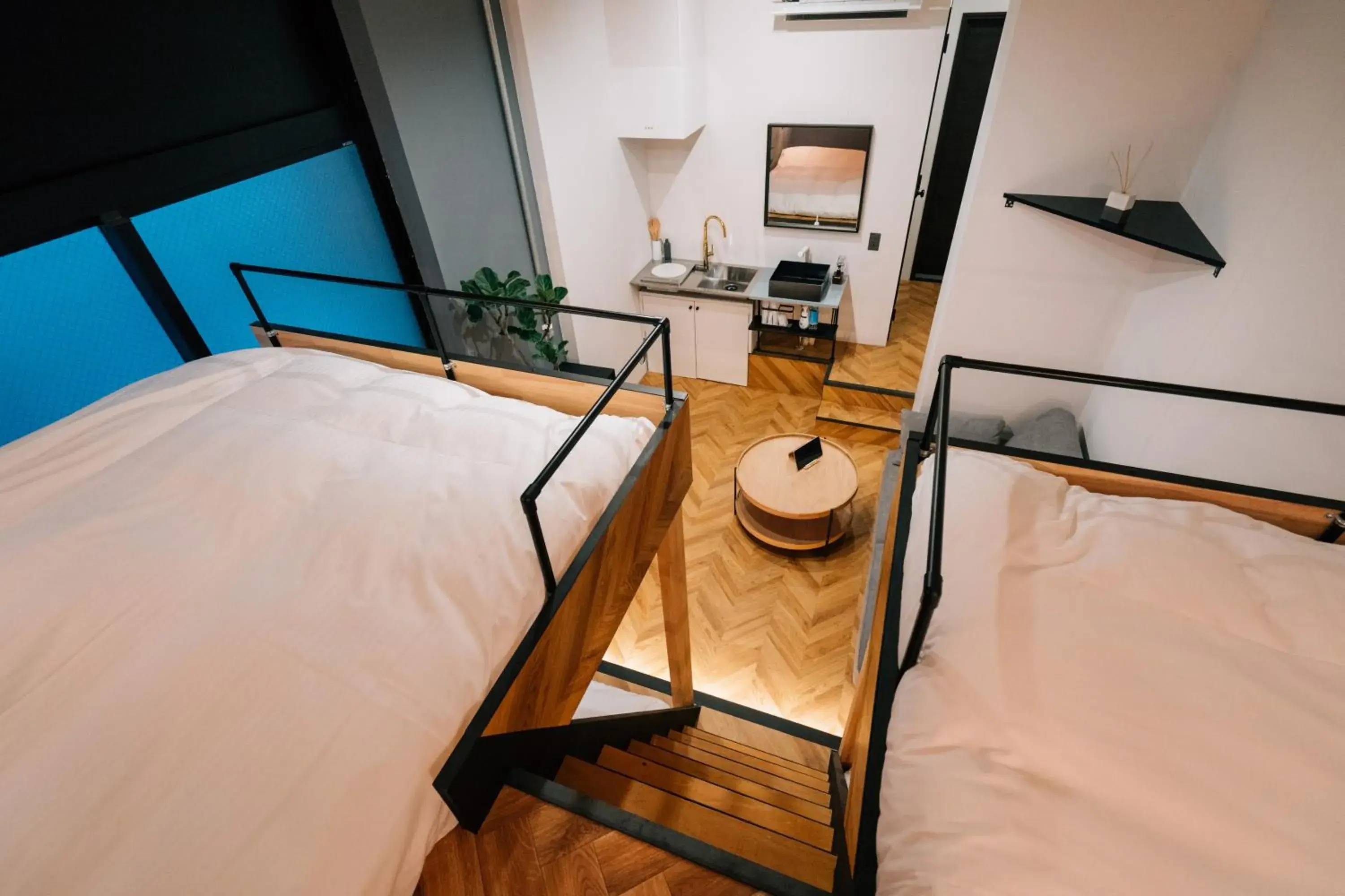 Living room, Bed in mizuka Daimyo 3 - unmanned hotel- Living room, Bed in mizuka Daimyo 3 - unmanned hotel-