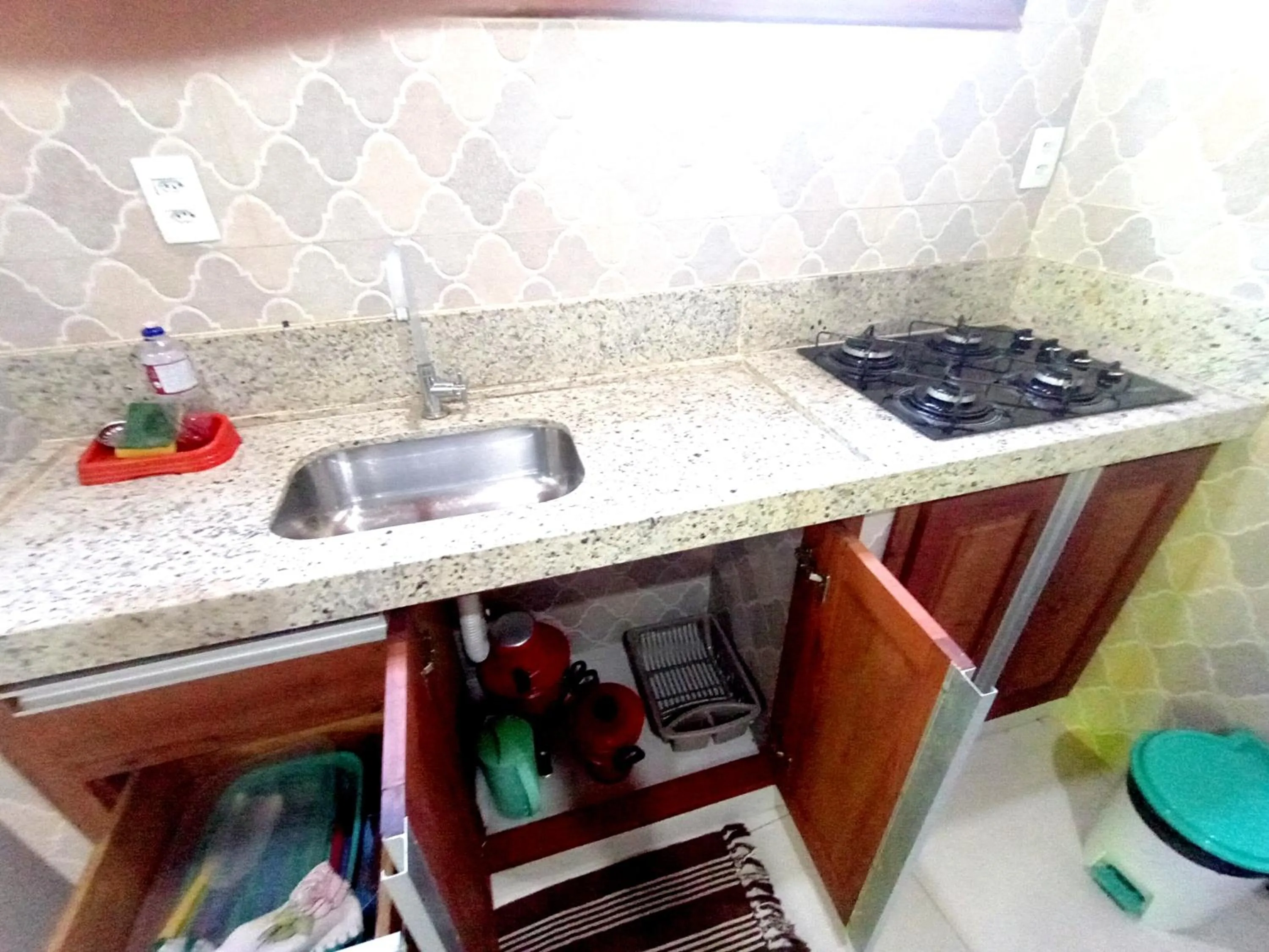 Kitchen or kitchenette in Pousada Lagoa Flat