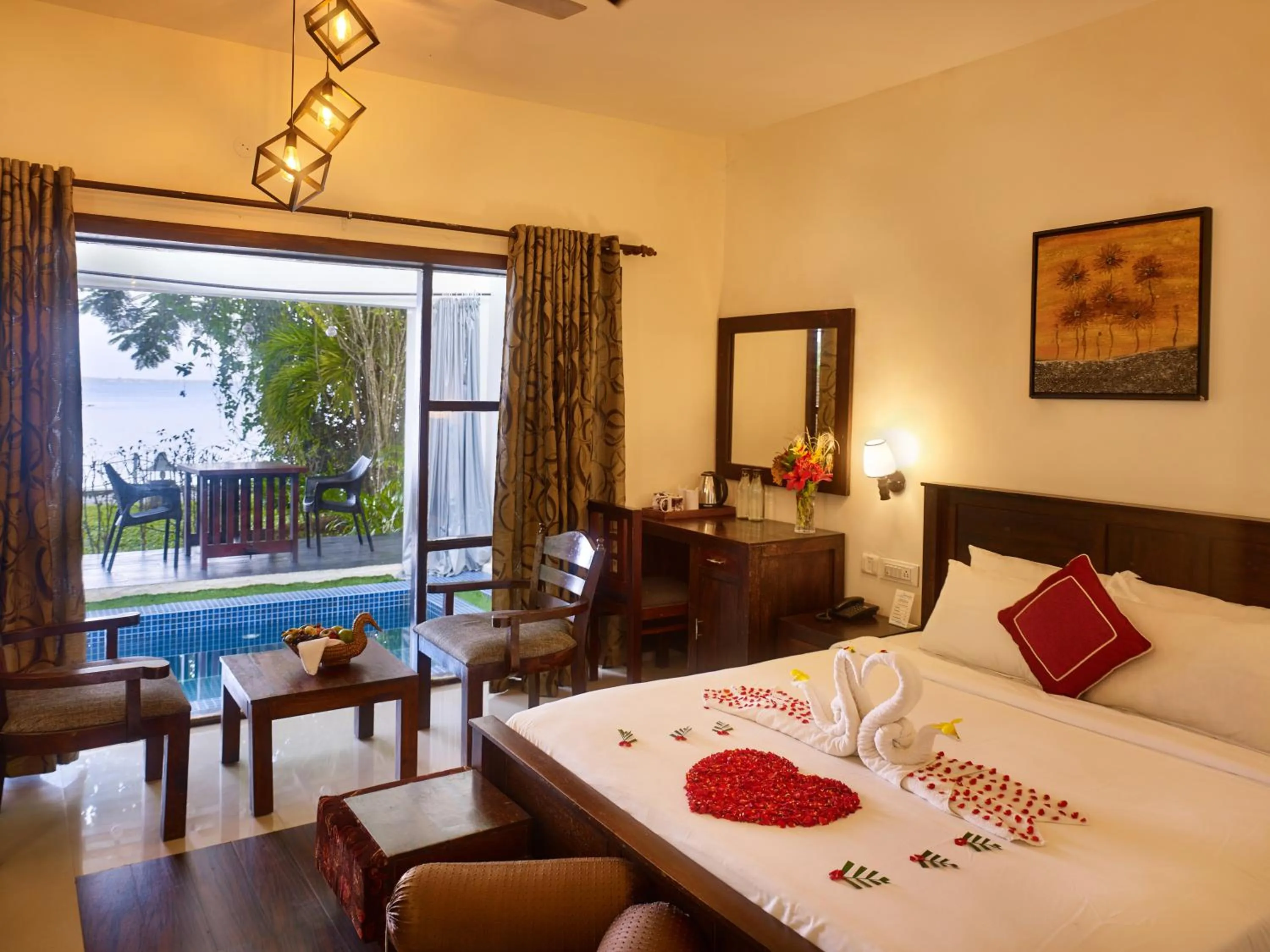 Bed in Deshadan Backwater Resort - The best sunrise view