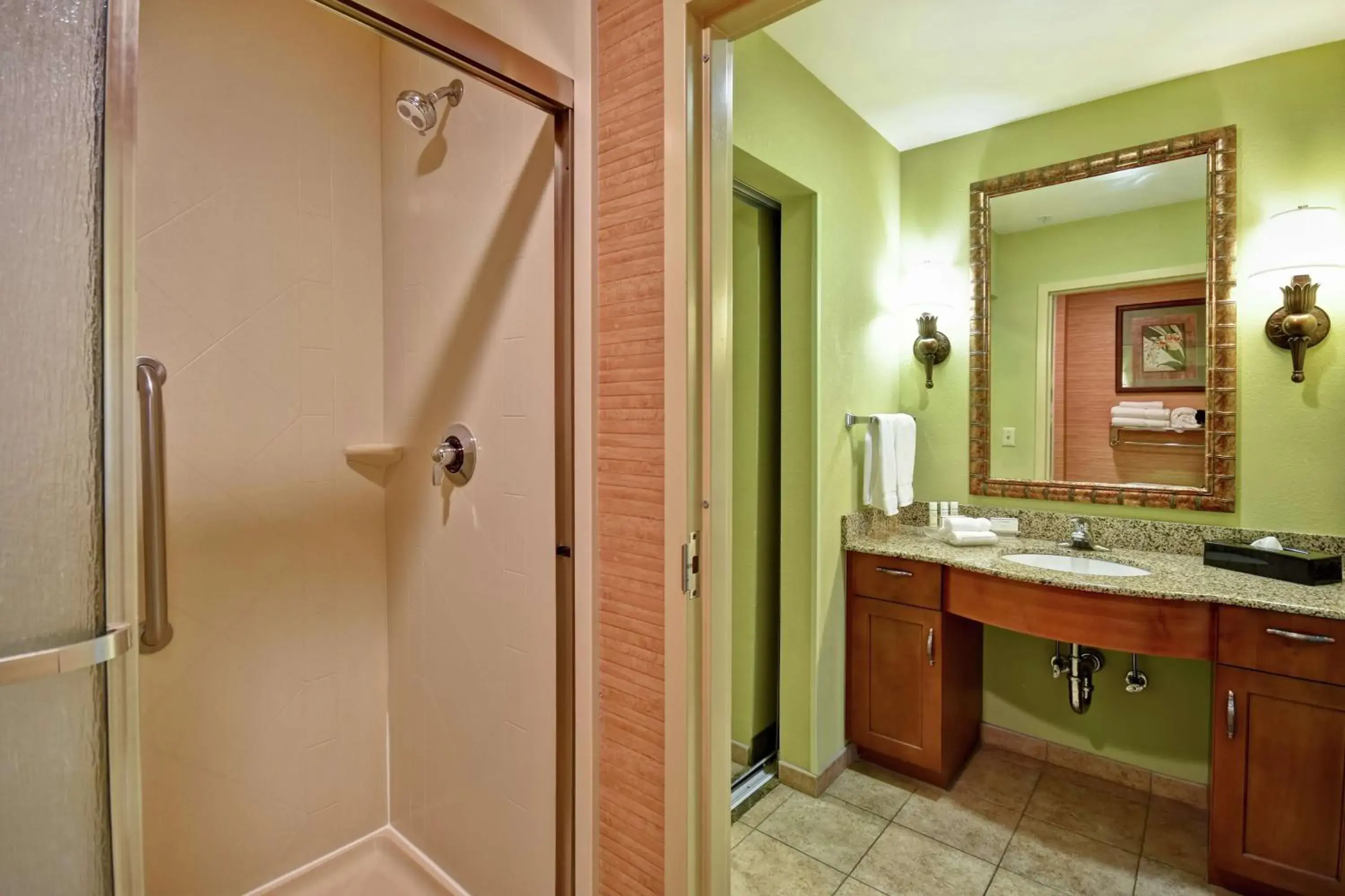 Bathroom in Homewood Suites by Hilton Ocala at Heath Brook Bathroom in Homewood Suites by Hilton Ocala at Heath Brook