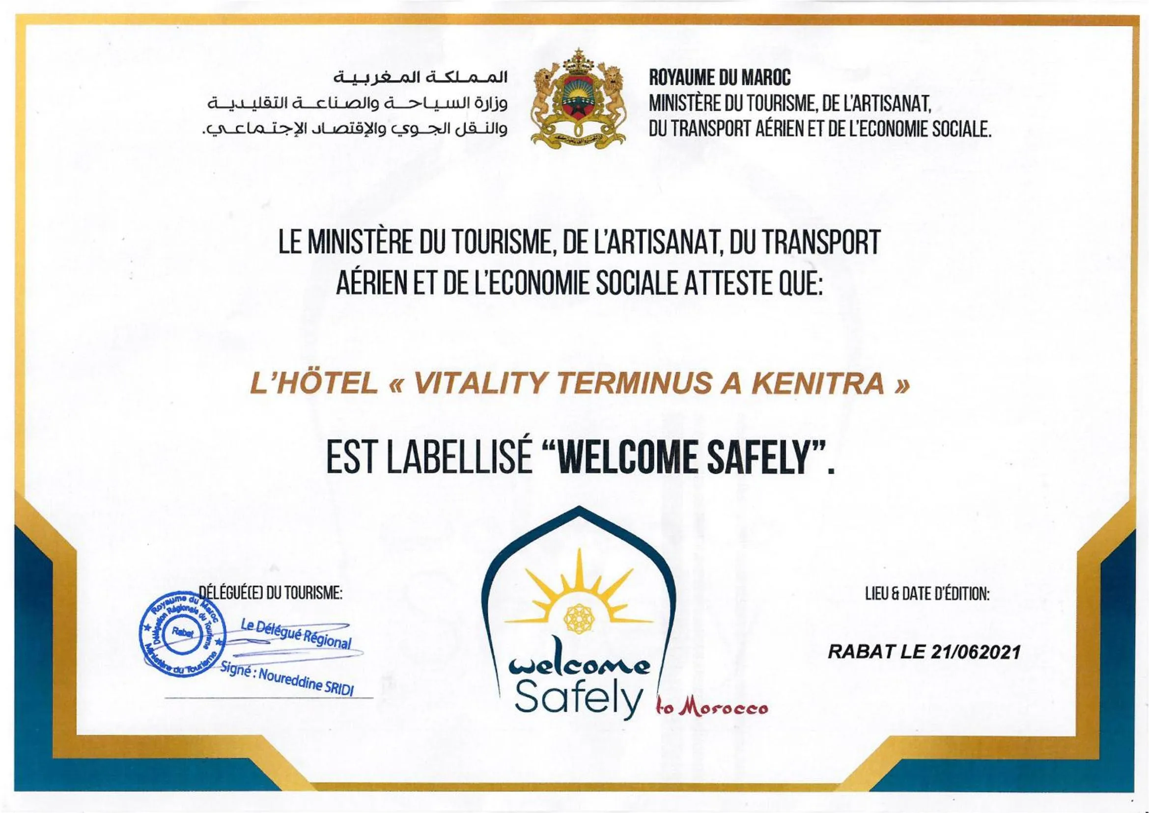 Logo/Certificate/Sign in Hotel Vitality Terminus