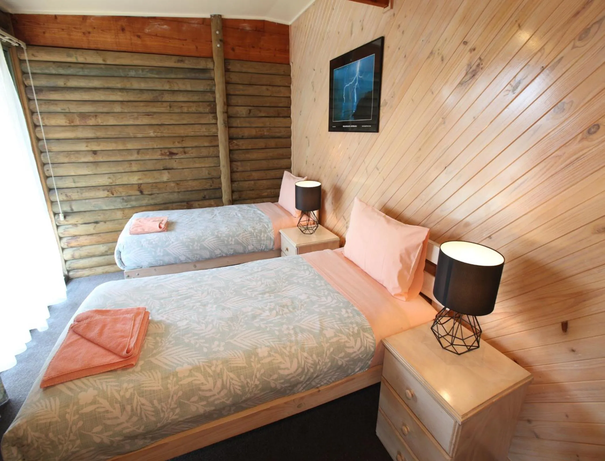 Bedroom, Bed in Lazy Acre Log Cabins