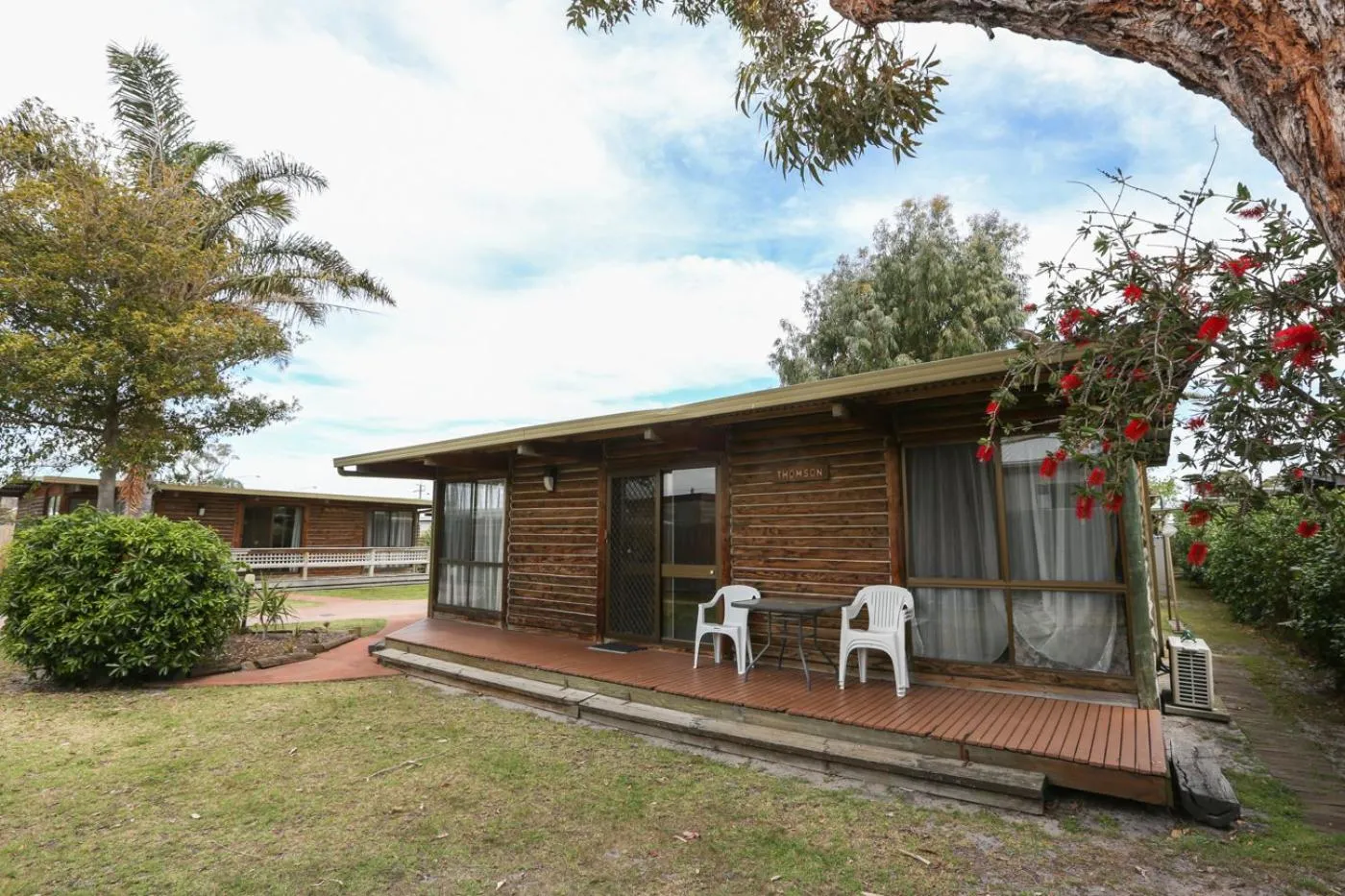 Patio in Lazy Acre Log Cabins