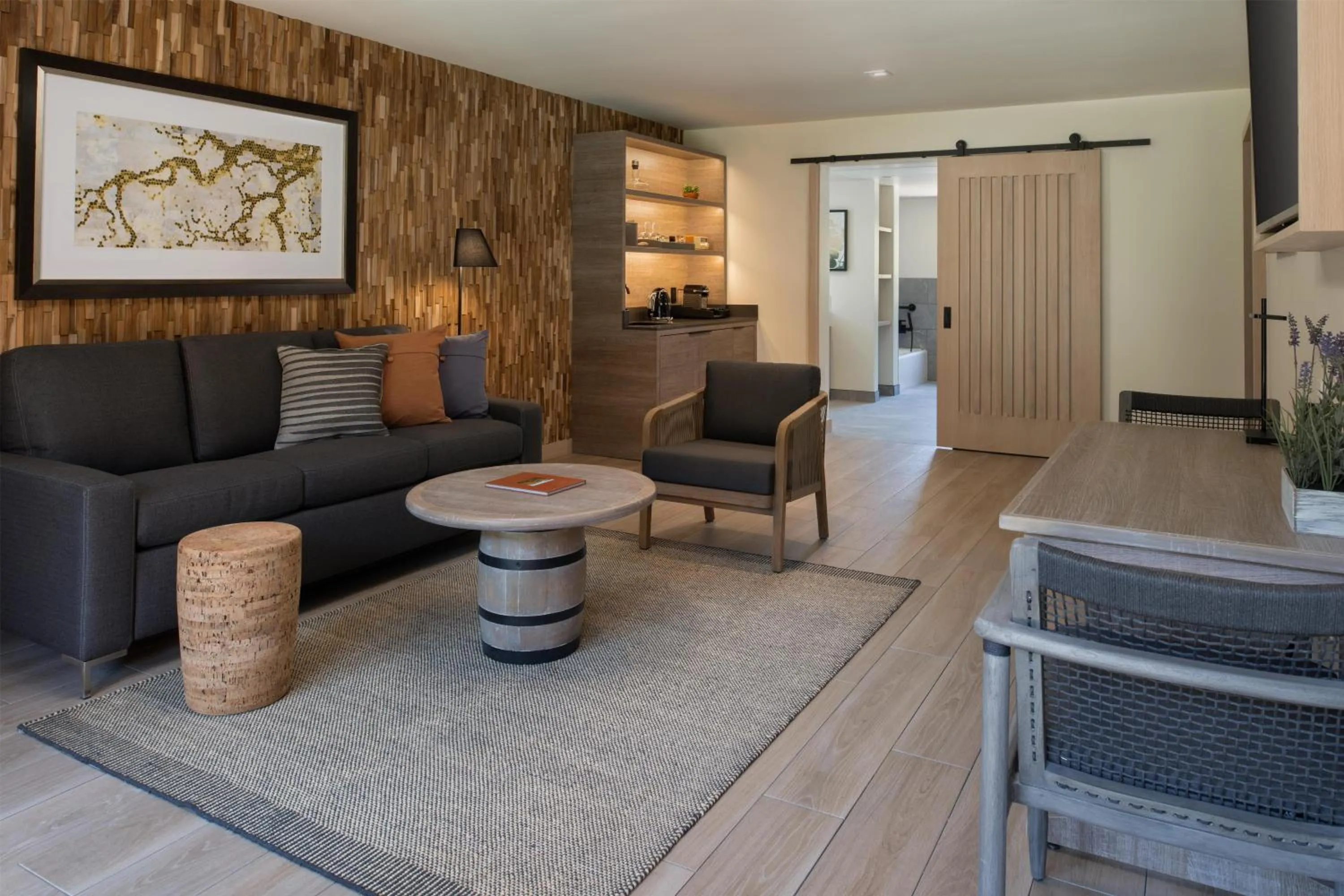 Living room in Casa Mani Resort Napa Valley, Curio Collection By Hilton