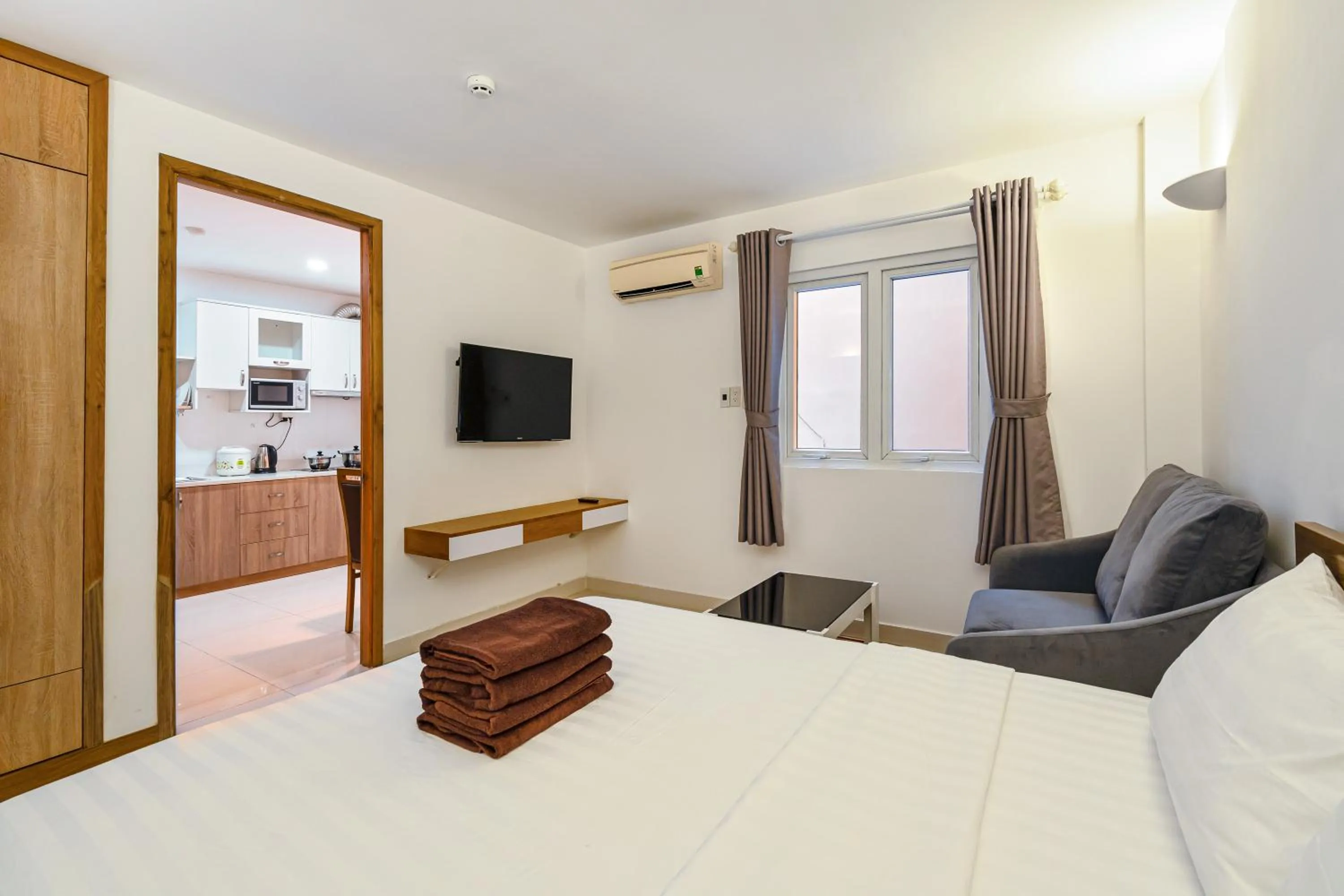 Bedroom, Bed in SaigonOne Serviced Apartment