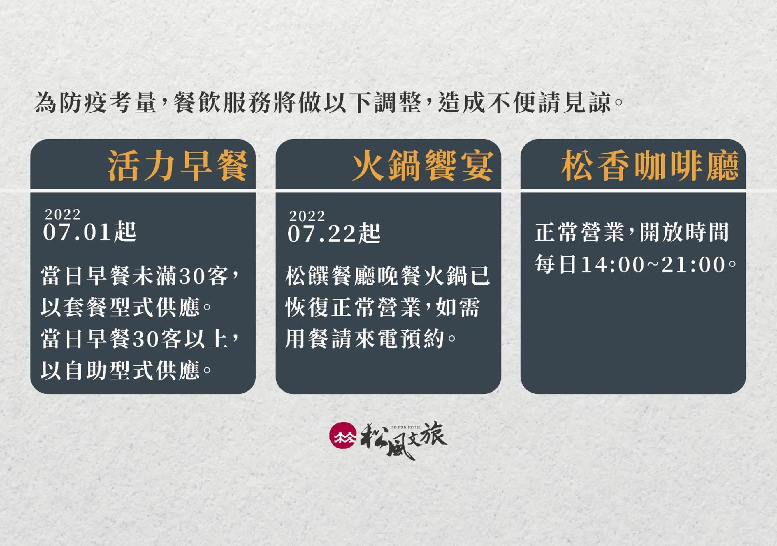 Restaurant/places to eat in So Fun Hotel