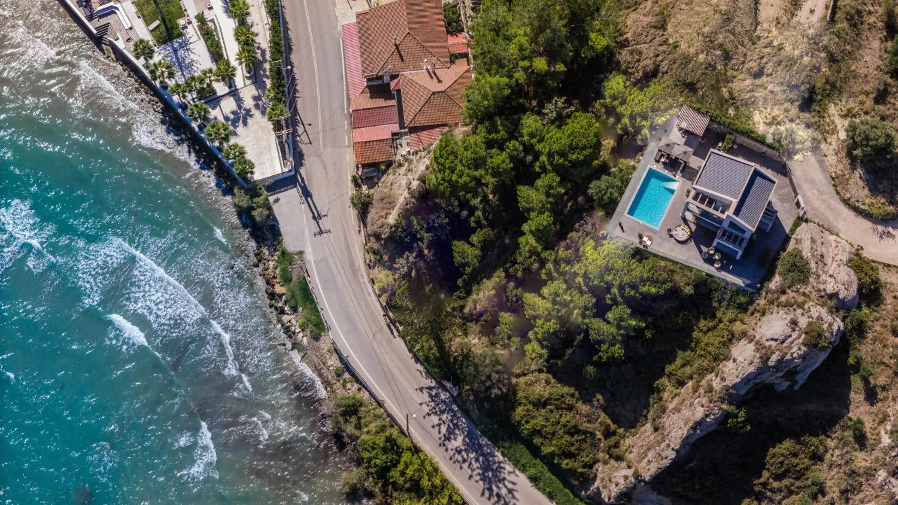 Bird's eye view in Sueño LUXURY VILLA, in Argasi 180 Iconic Sea View
