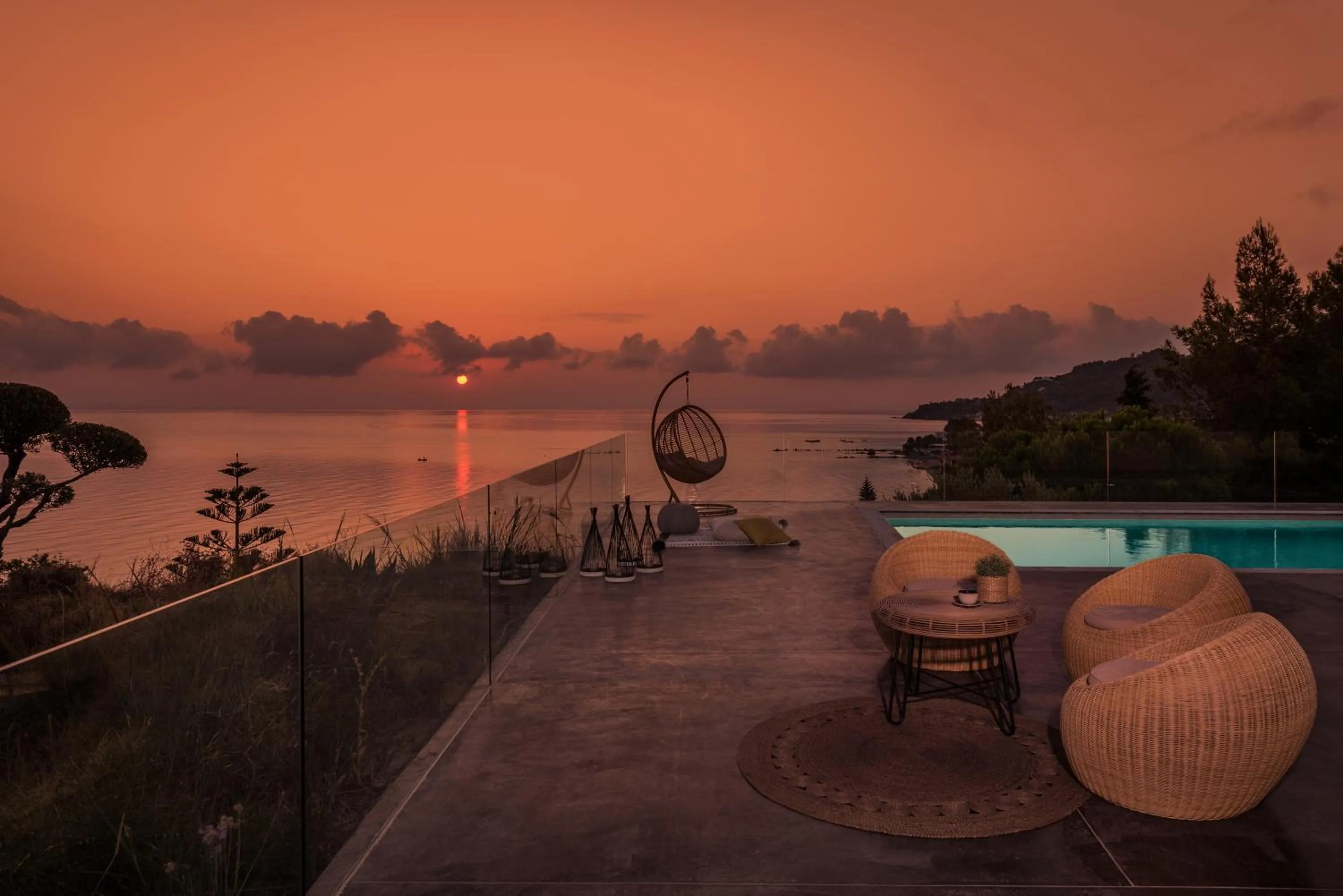 Sunset in Sueño LUXURY VILLA, in Argasi 180 Iconic Sea View