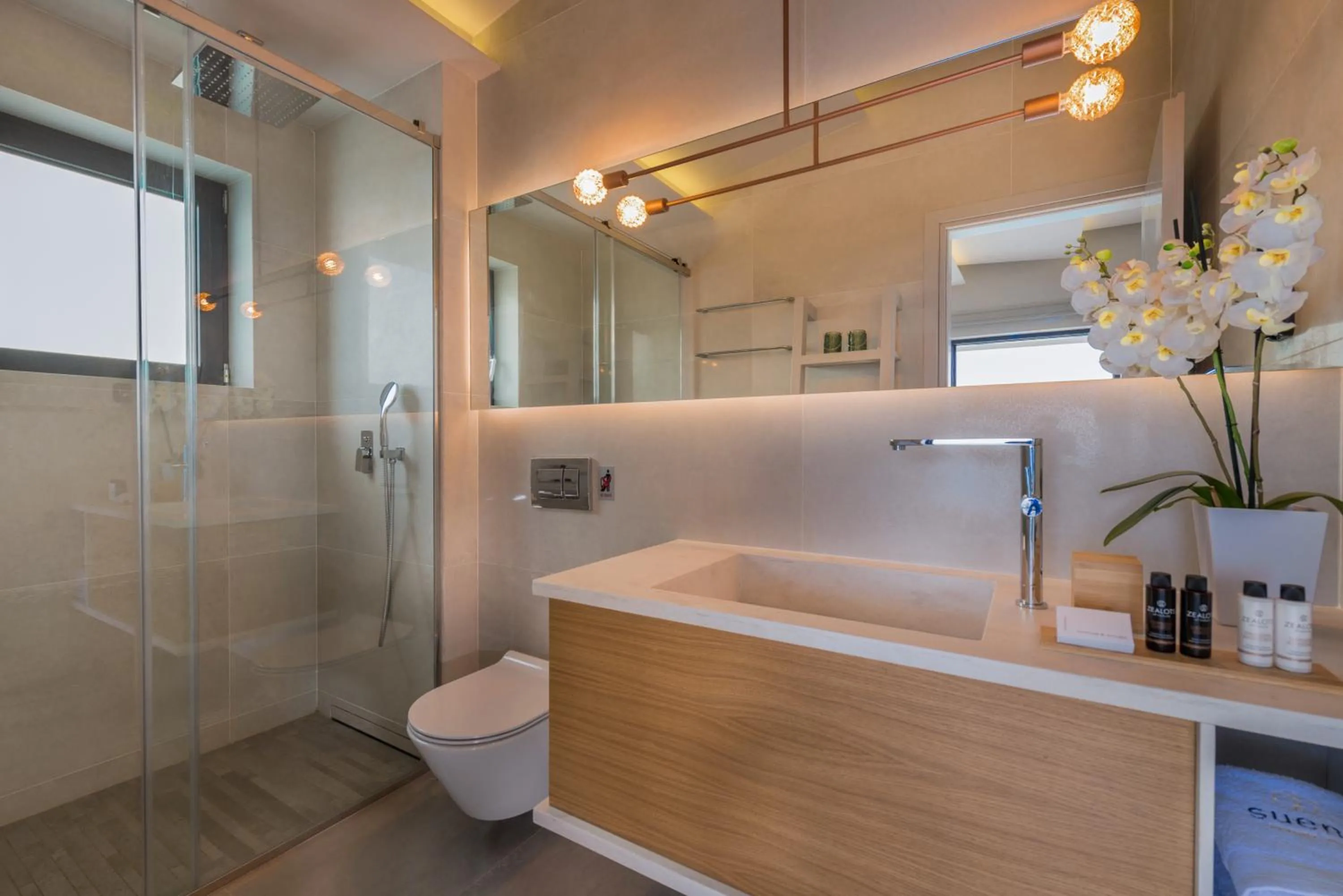 Shower in Sueño LUXURY VILLA, in Argasi 180 Iconic Sea View