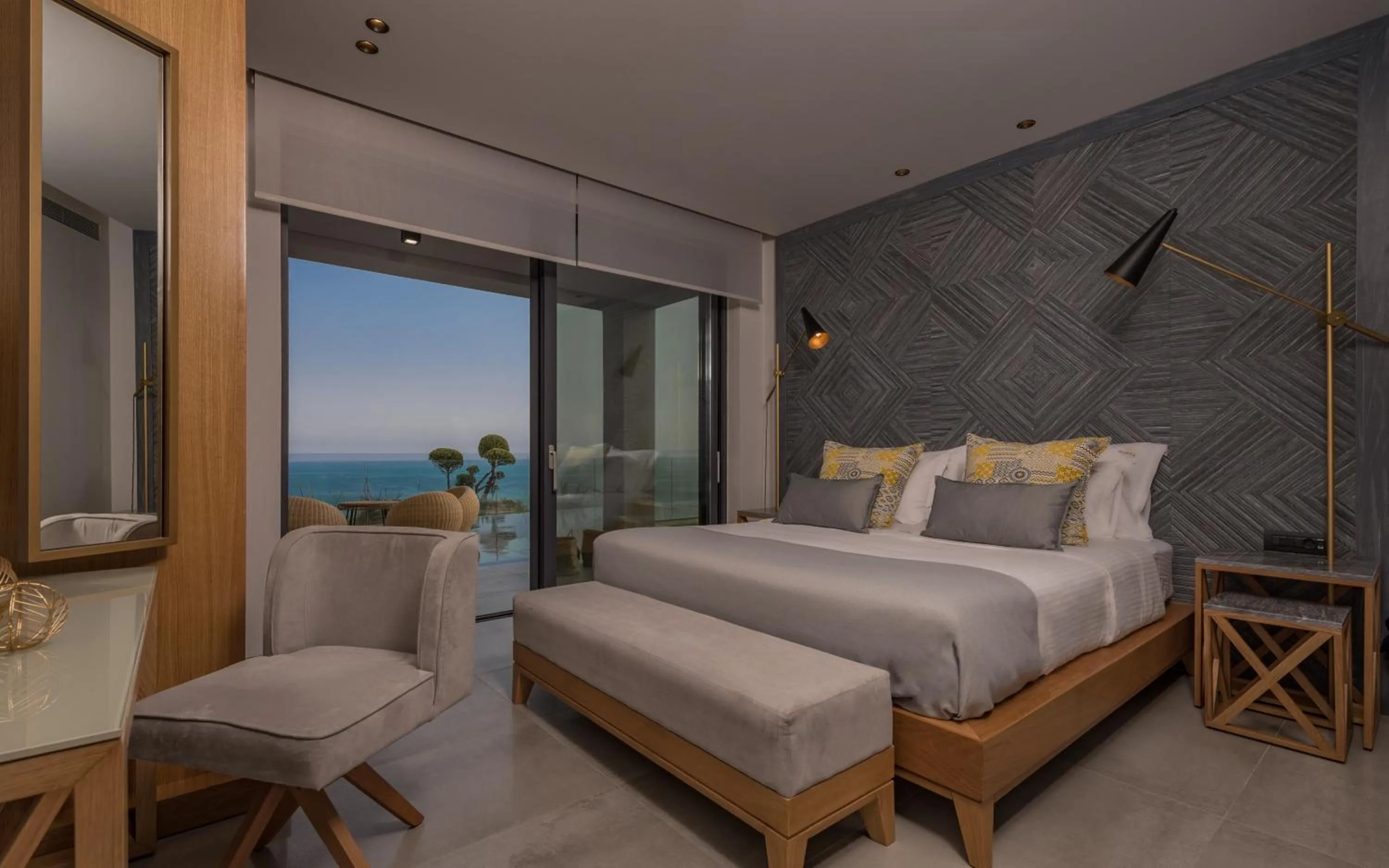 Bed in Sueño LUXURY VILLA, in Argasi 180 Iconic Sea View
