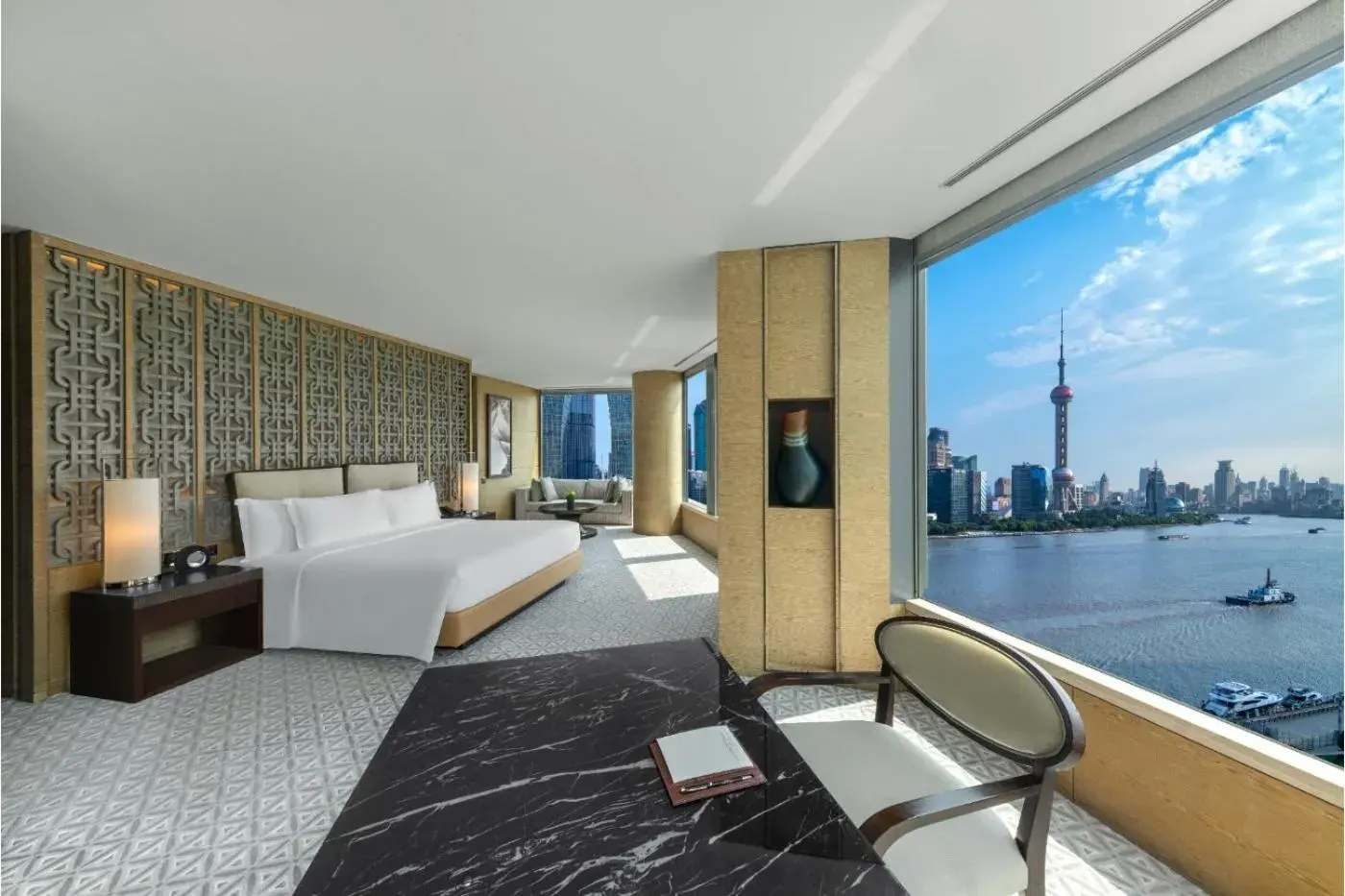 View (from property/room), Bed in Banyantree Shanghai On the Bund - Tales rooftop bar boasts a jaw-dropping panoramic vista View (from property/room), Bed in Banyantree Shanghai On the Bund - Tales rooftop bar boasts a jaw-dropping panoramic vista