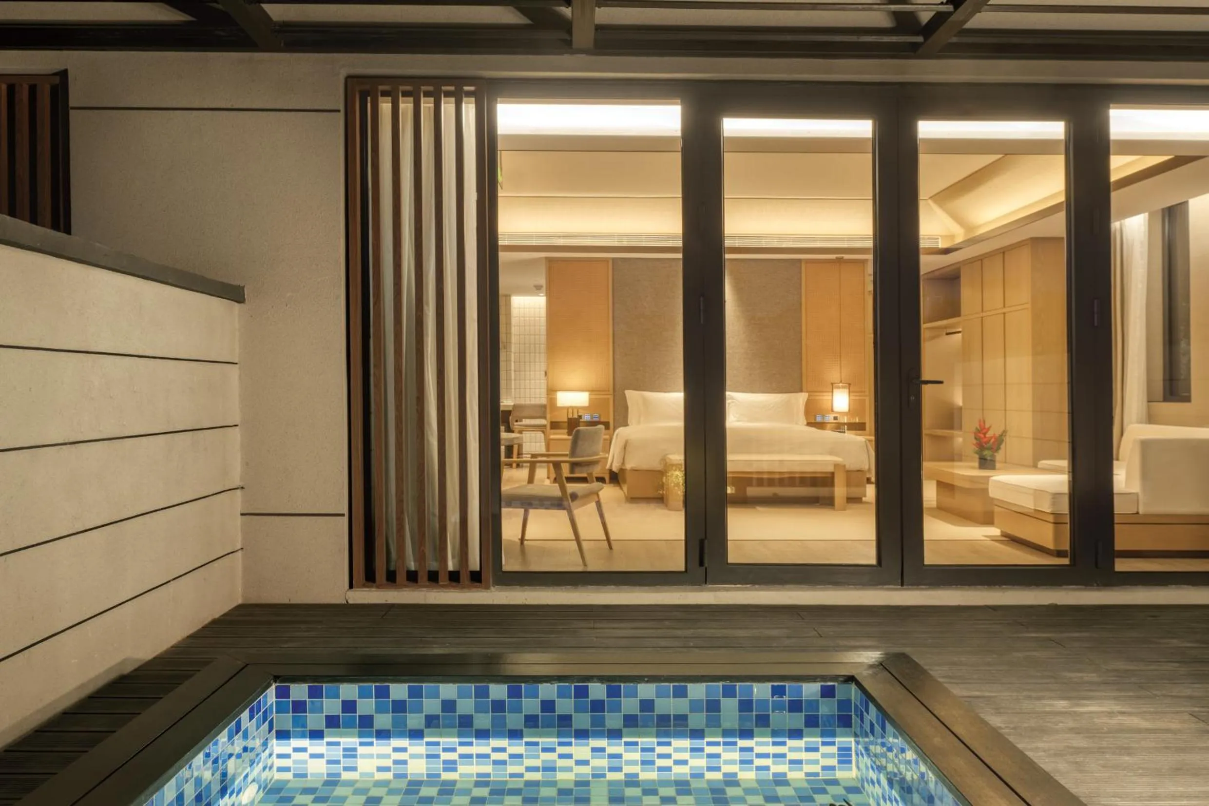 Inner courtyard view, Bed in Crowne Plaza Zunhua Hot Spring Town by IHG