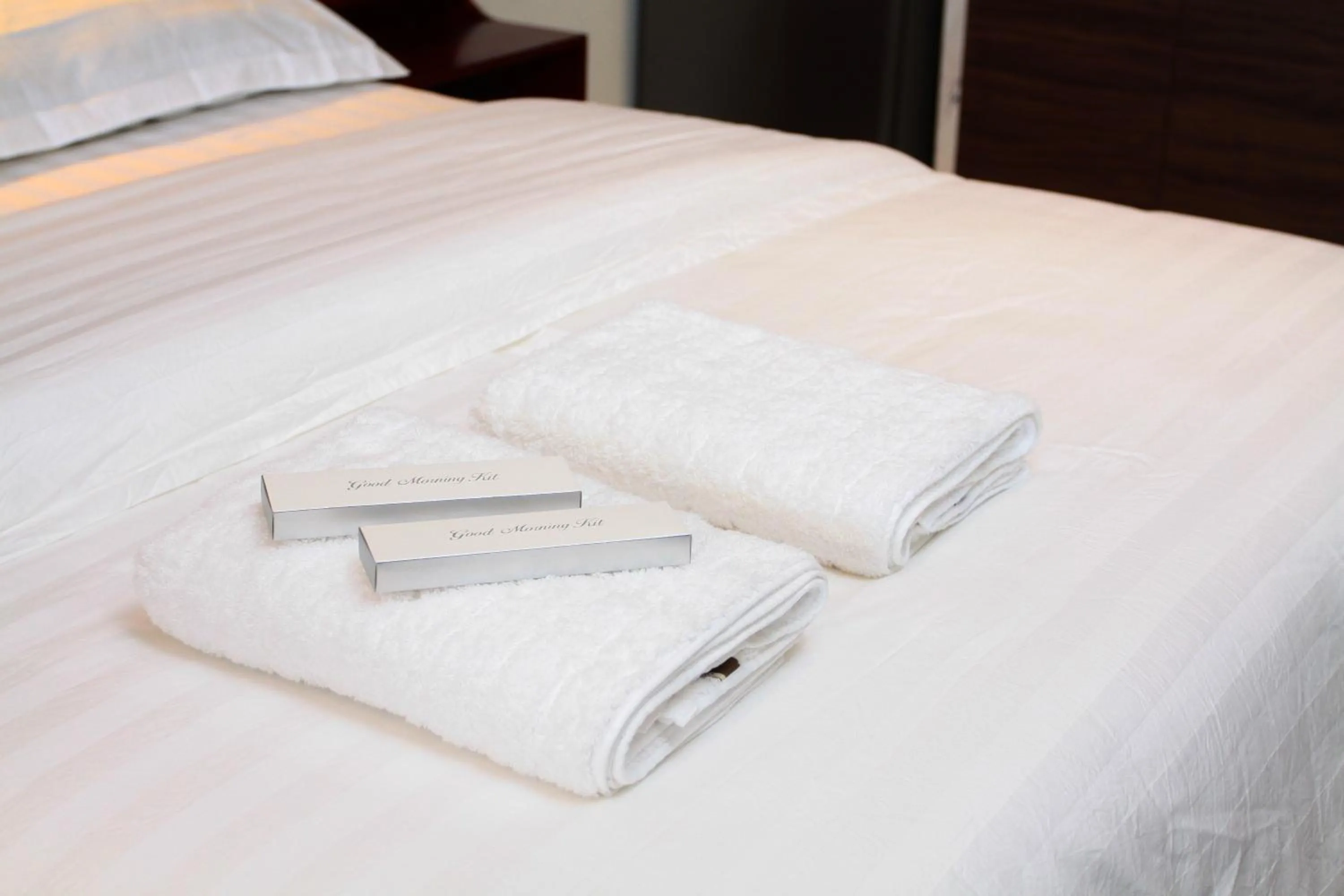 Bed in Malate Bayview Mansion city view