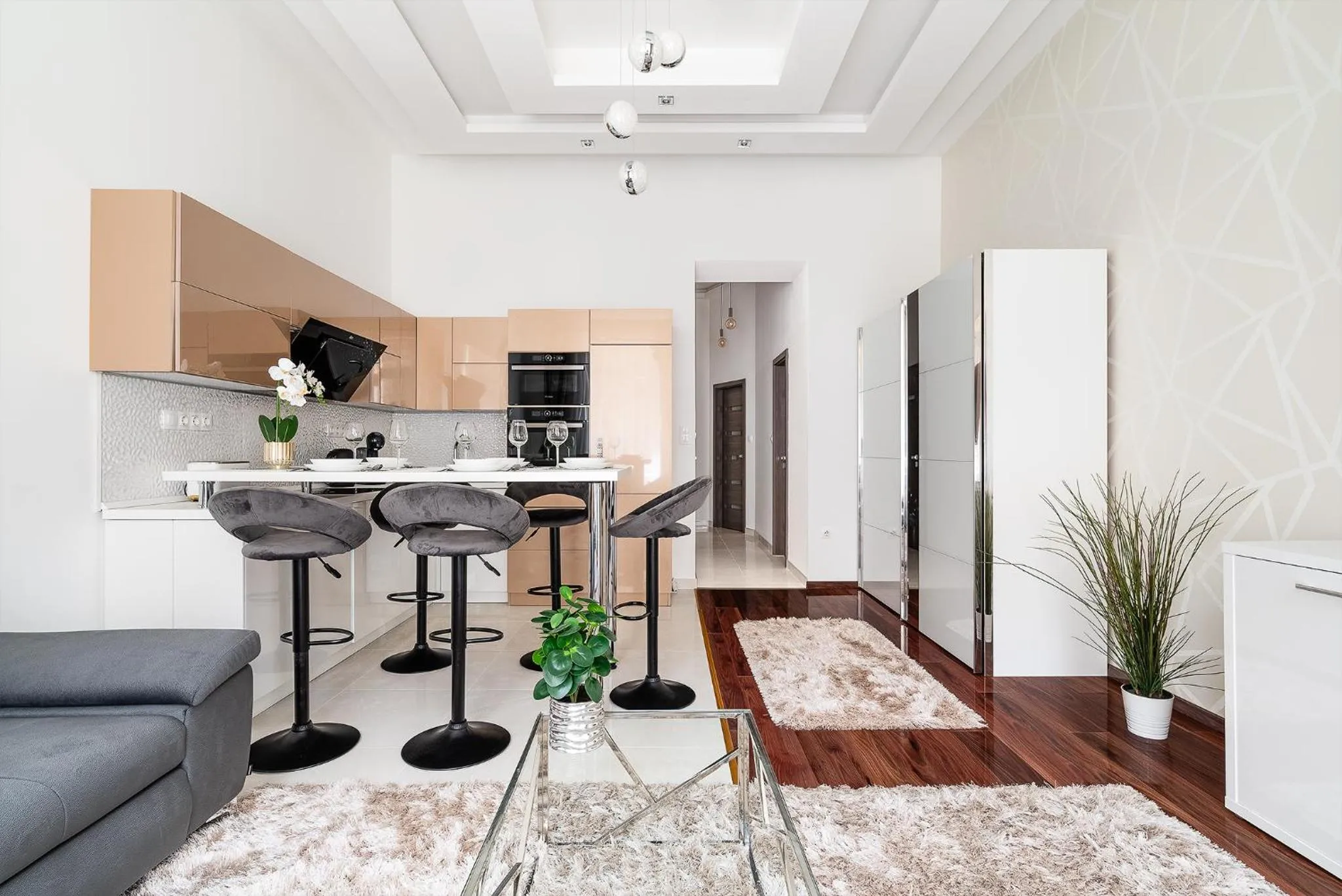 Luxury apartment with free garage and balcony in the center