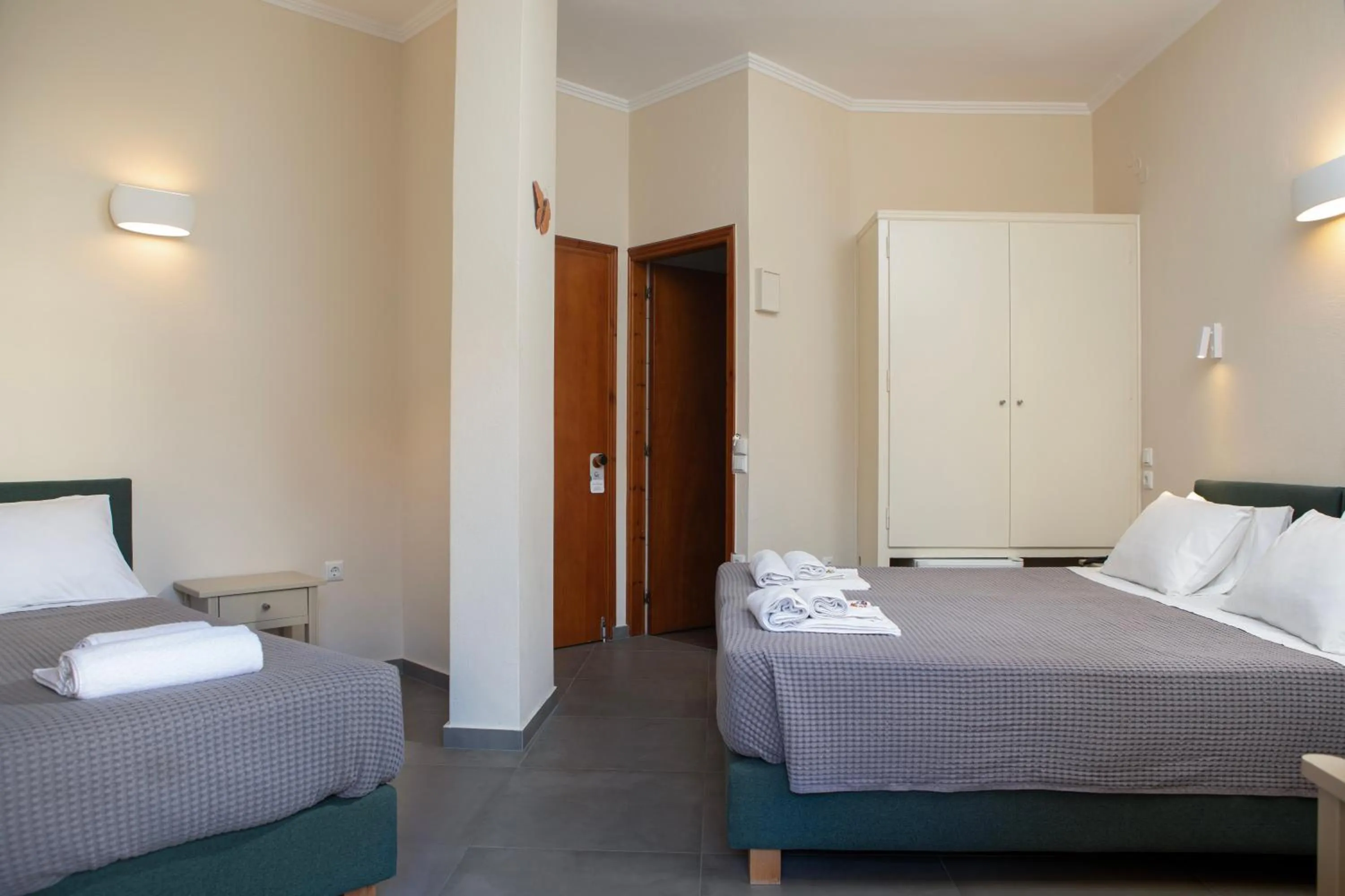 Shower, Bed in Galini Hotel