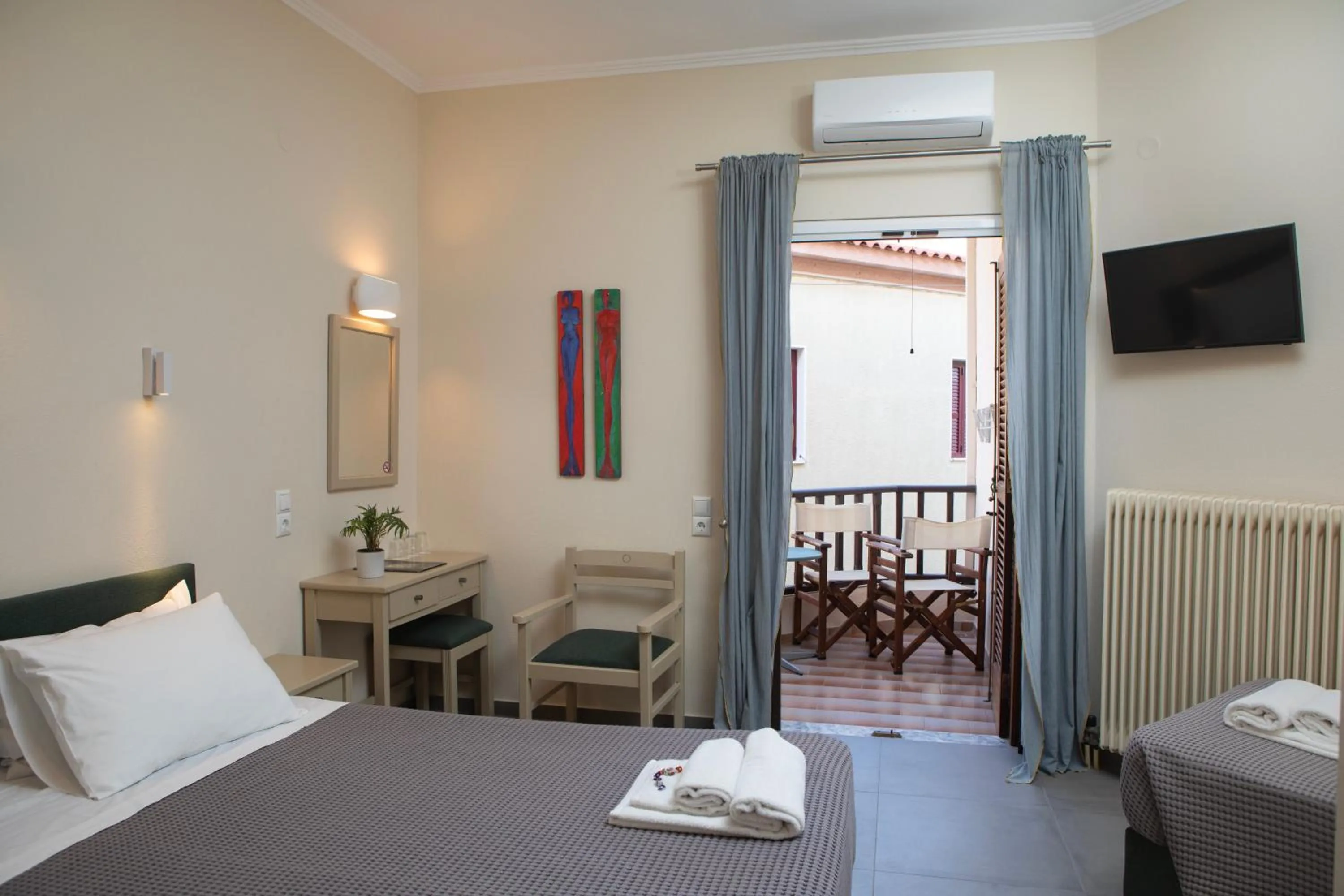 Shower, Bed in Galini Hotel