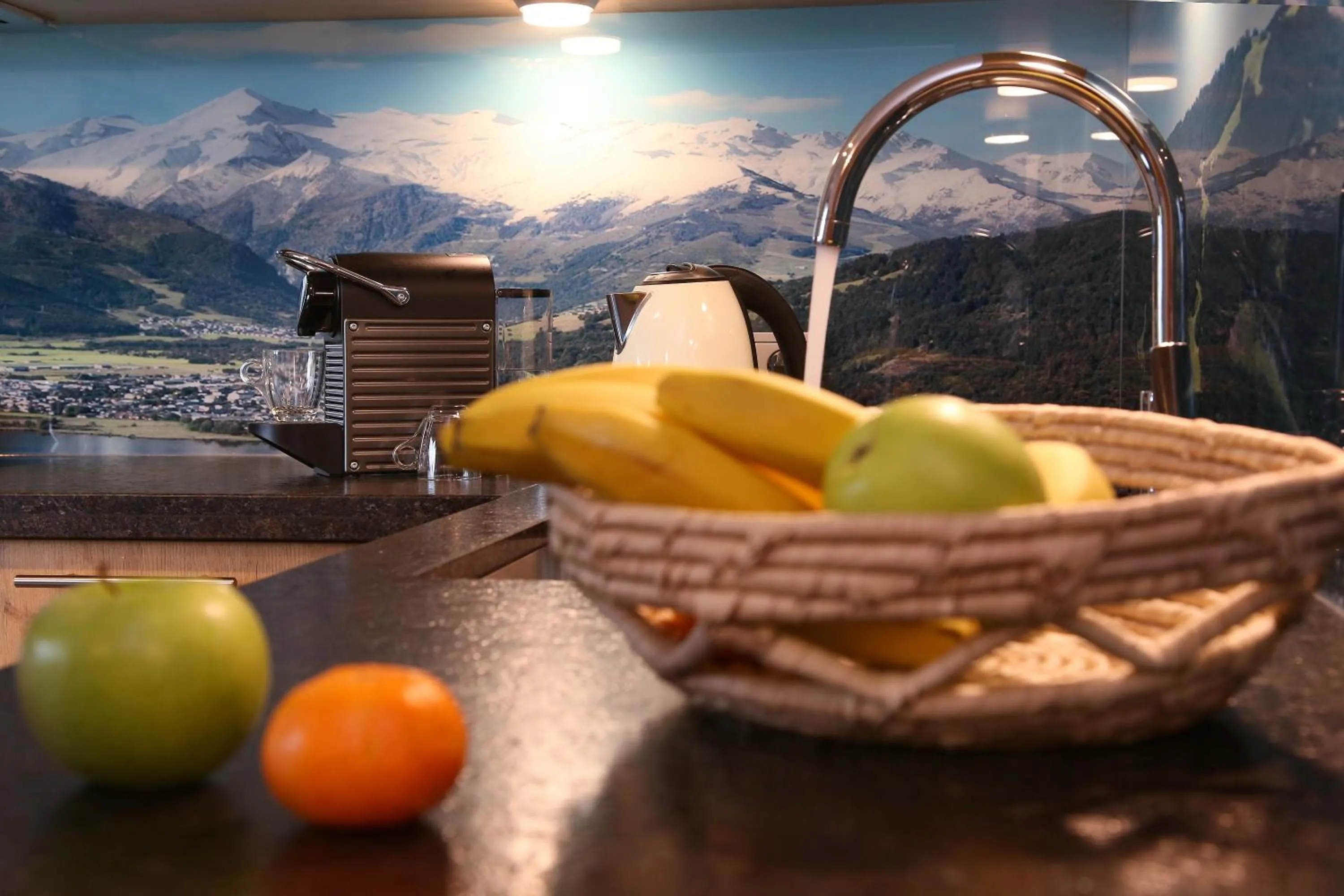 Kitchen or kitchenette in Alm Appartements ZellamSee