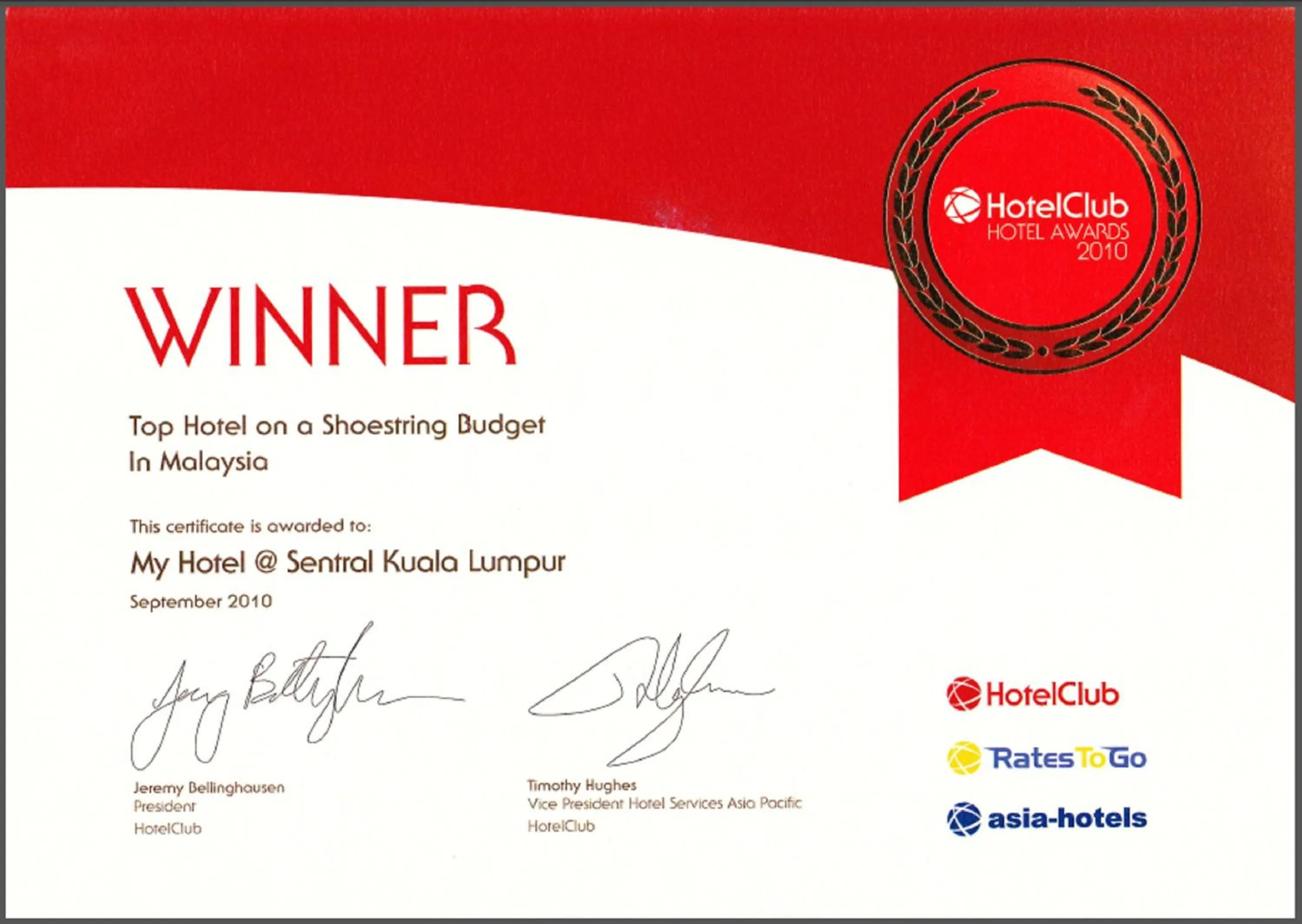 Certificate/Award in My Hotel @ Sentral