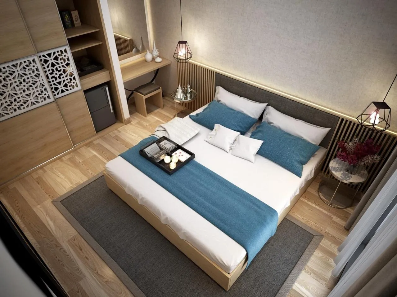 Bed in Villas at Oceanami Resort