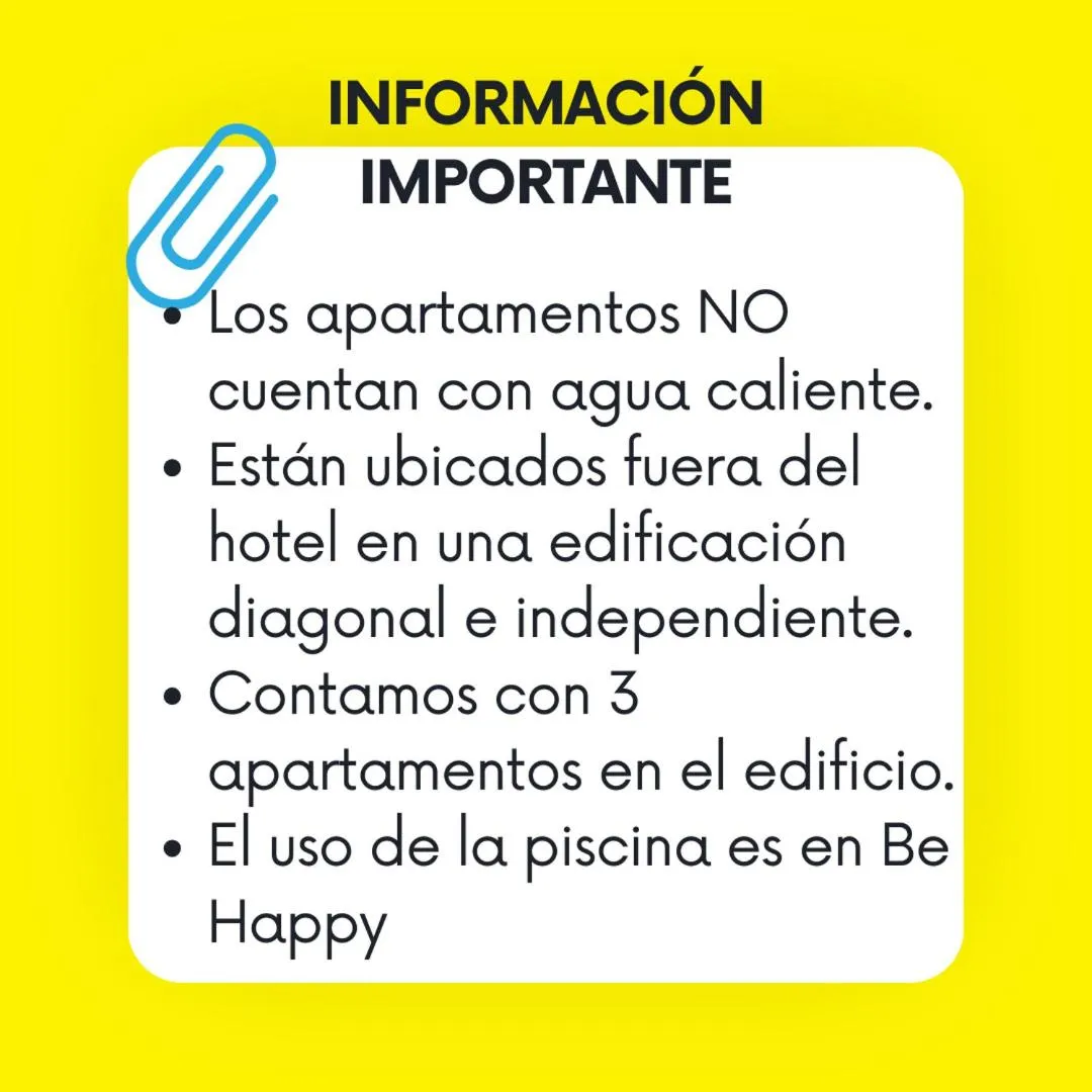 Text overlay in Be Happy Hotel