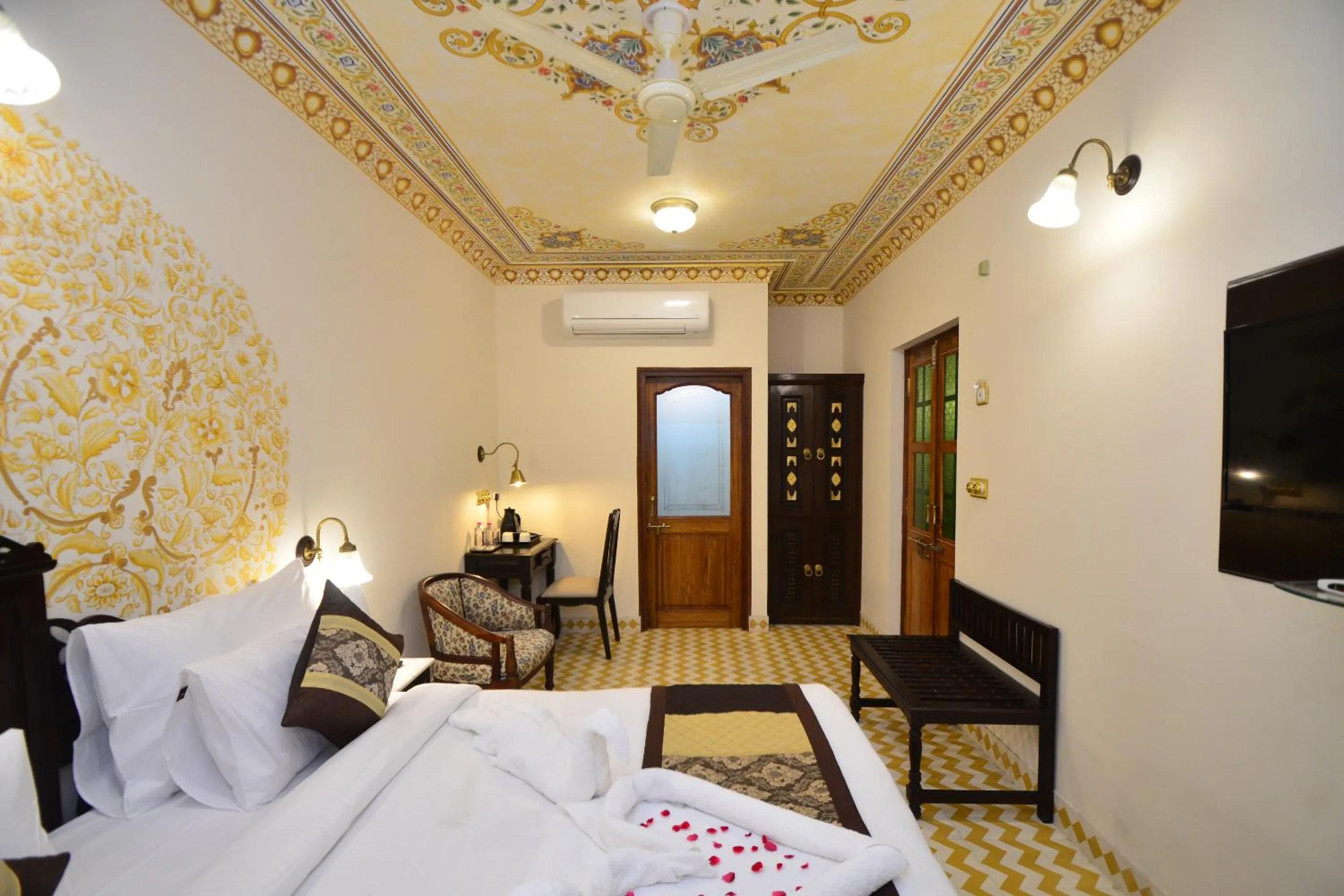 Bedroom, Bed in Nirbana Palace - A Heritage Hotel and Spa