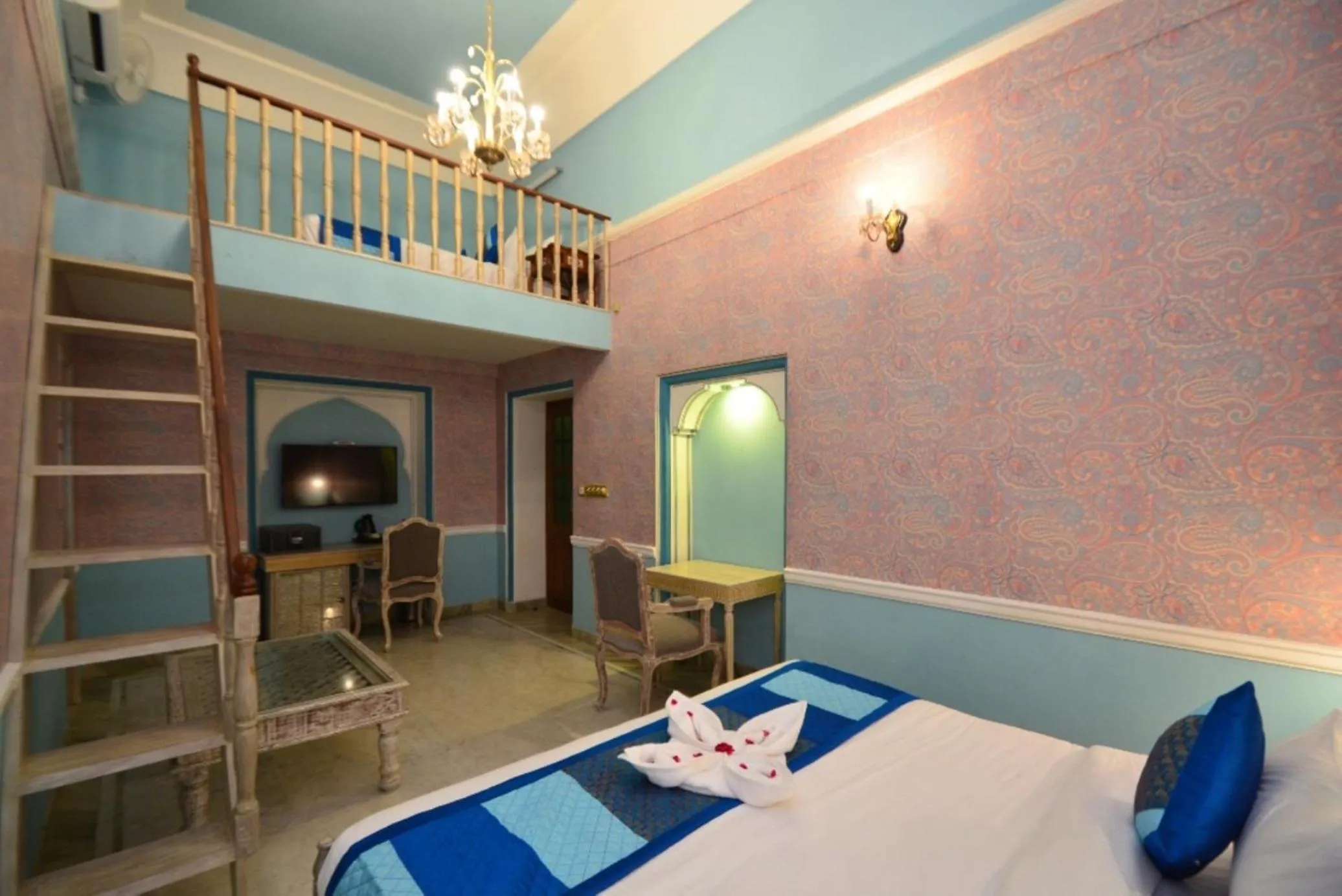 Bedroom, Bed in Nirbana Palace - A Heritage Hotel and Spa