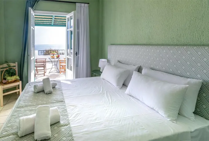 Balcony/Terrace, Bed in Triton Authentic Cretan Hotel