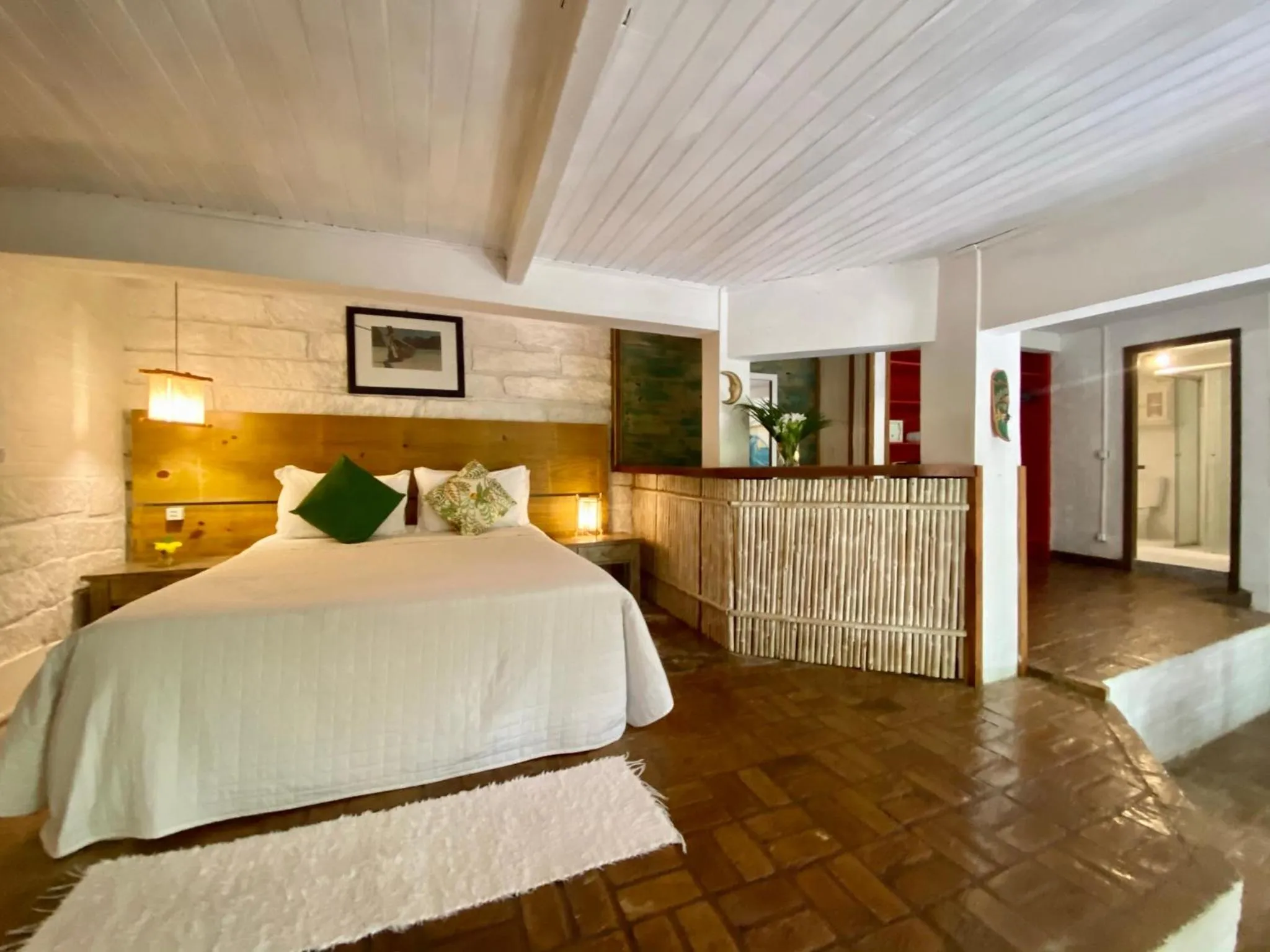 Bed in Pousada Bungalow