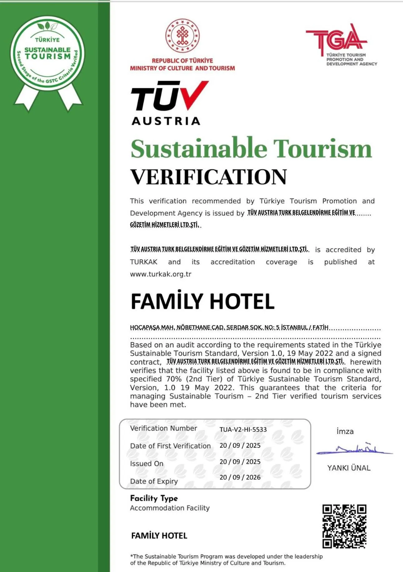 Logo/Certificate/Sign in Sirkeci Grand Family Hotel & SPA