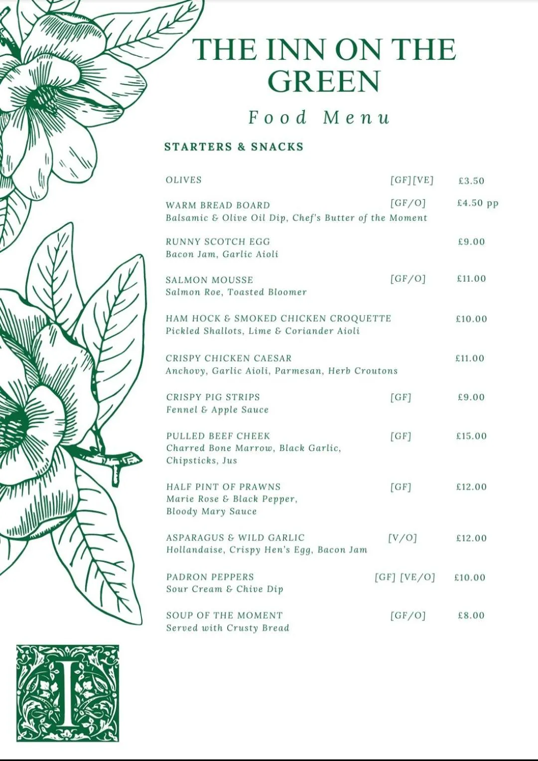 Food and drinks in The Inn On The Green