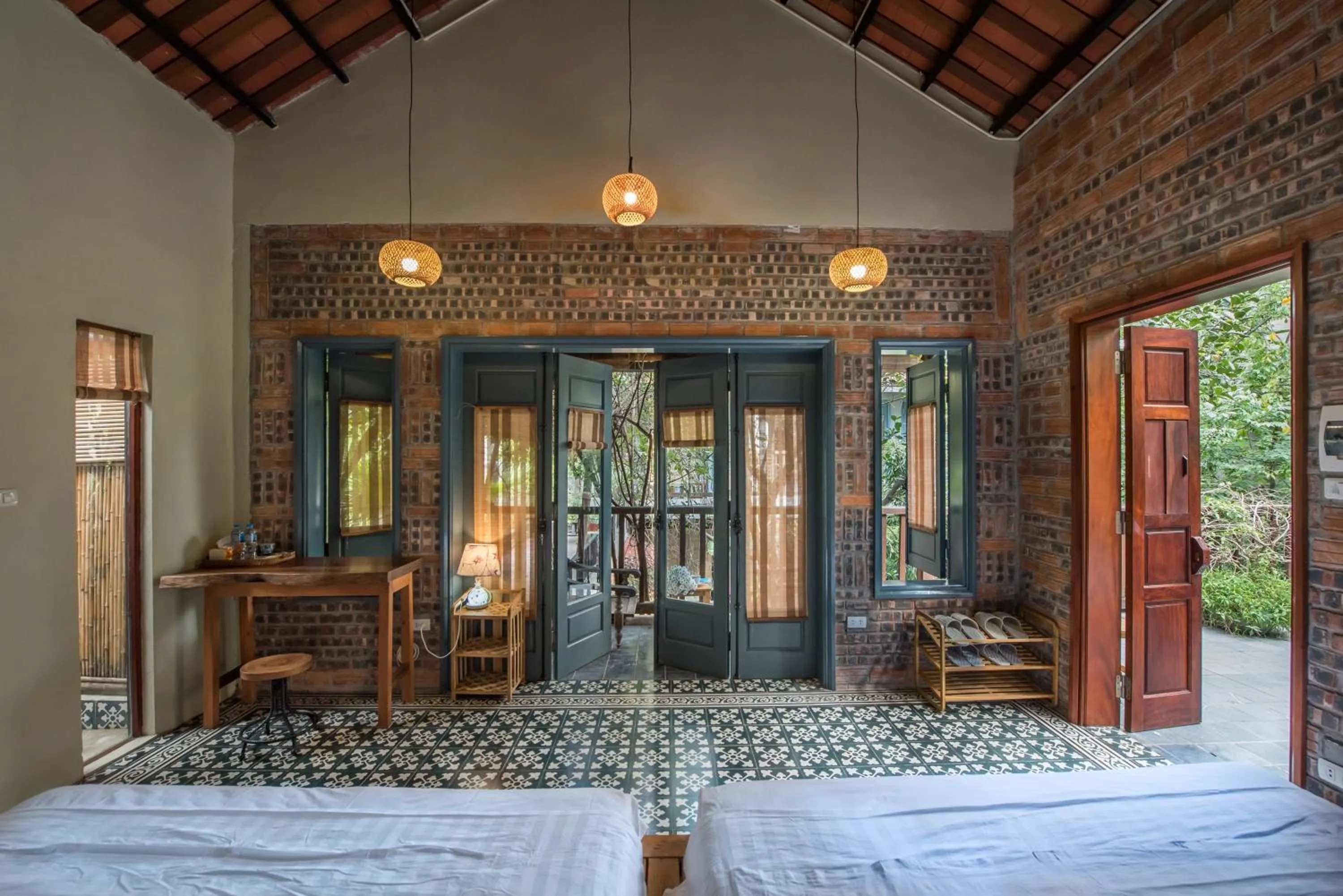 Inner courtyard view, Bed in LittleTamCoc Boutique Villa Ninh Binh