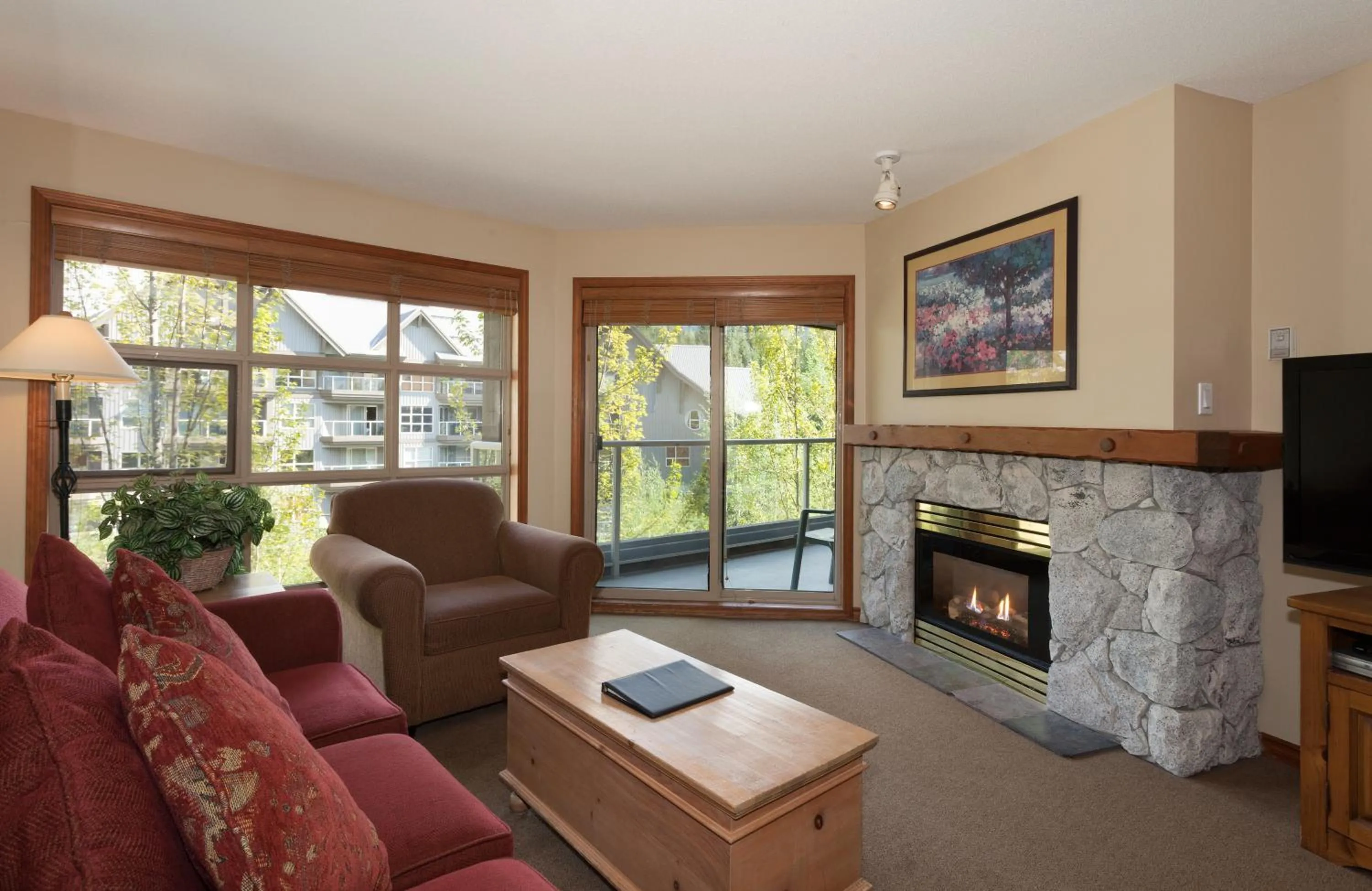 Living room in The Aspens by Whistler Premier