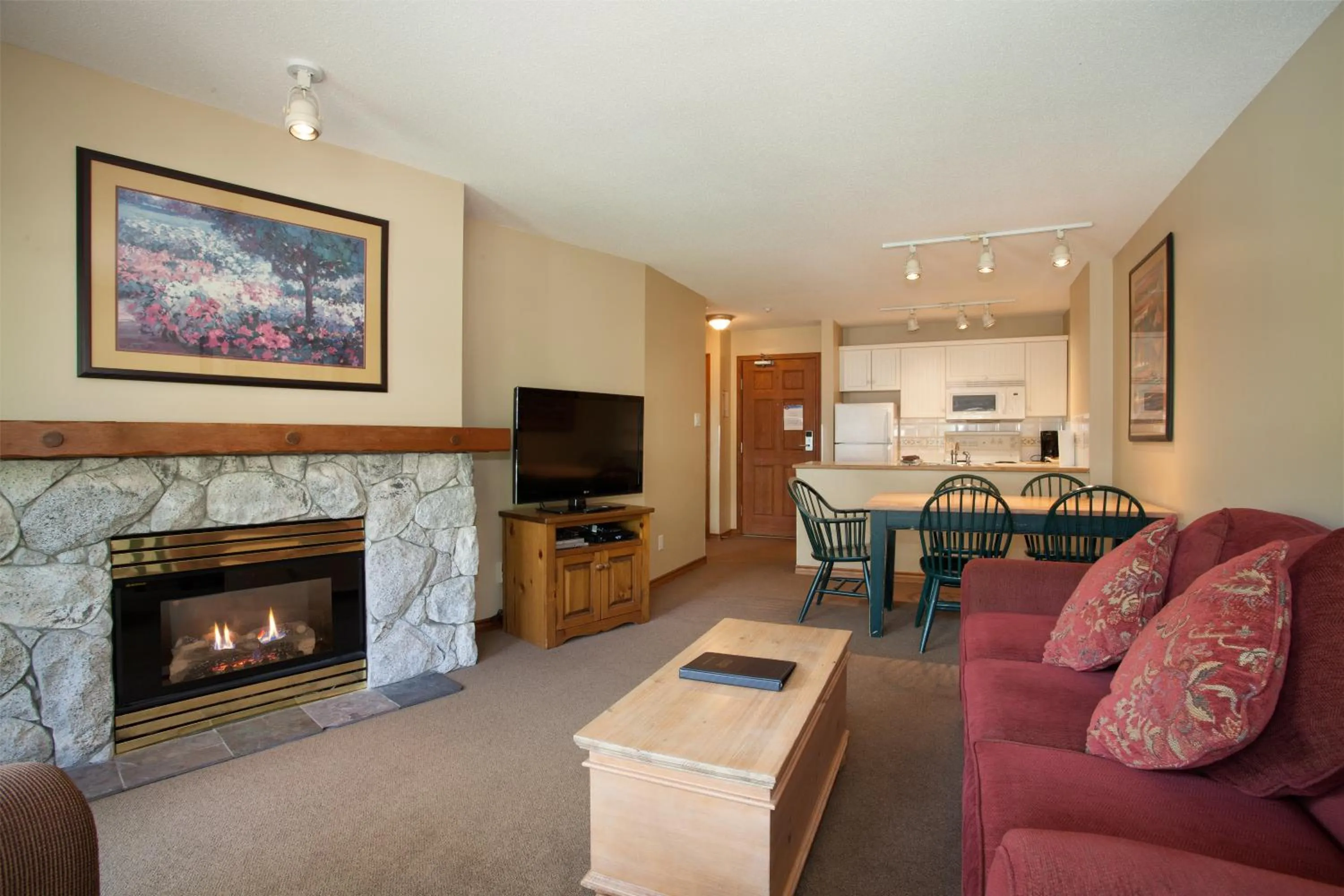 Living room in The Aspens by Whistler Premier