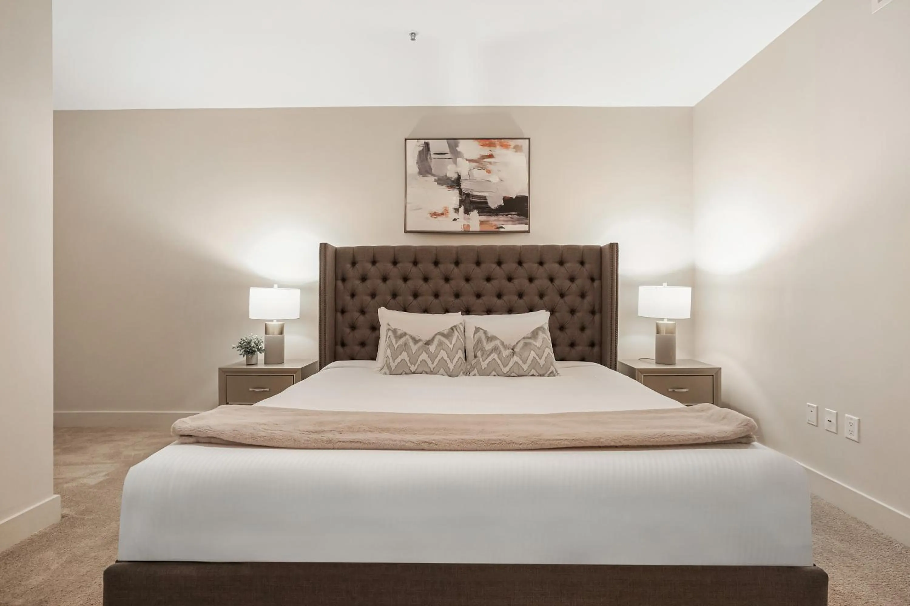 kitchen, Bed in Modern & Fully Furnished Apartments in the Heart of the City