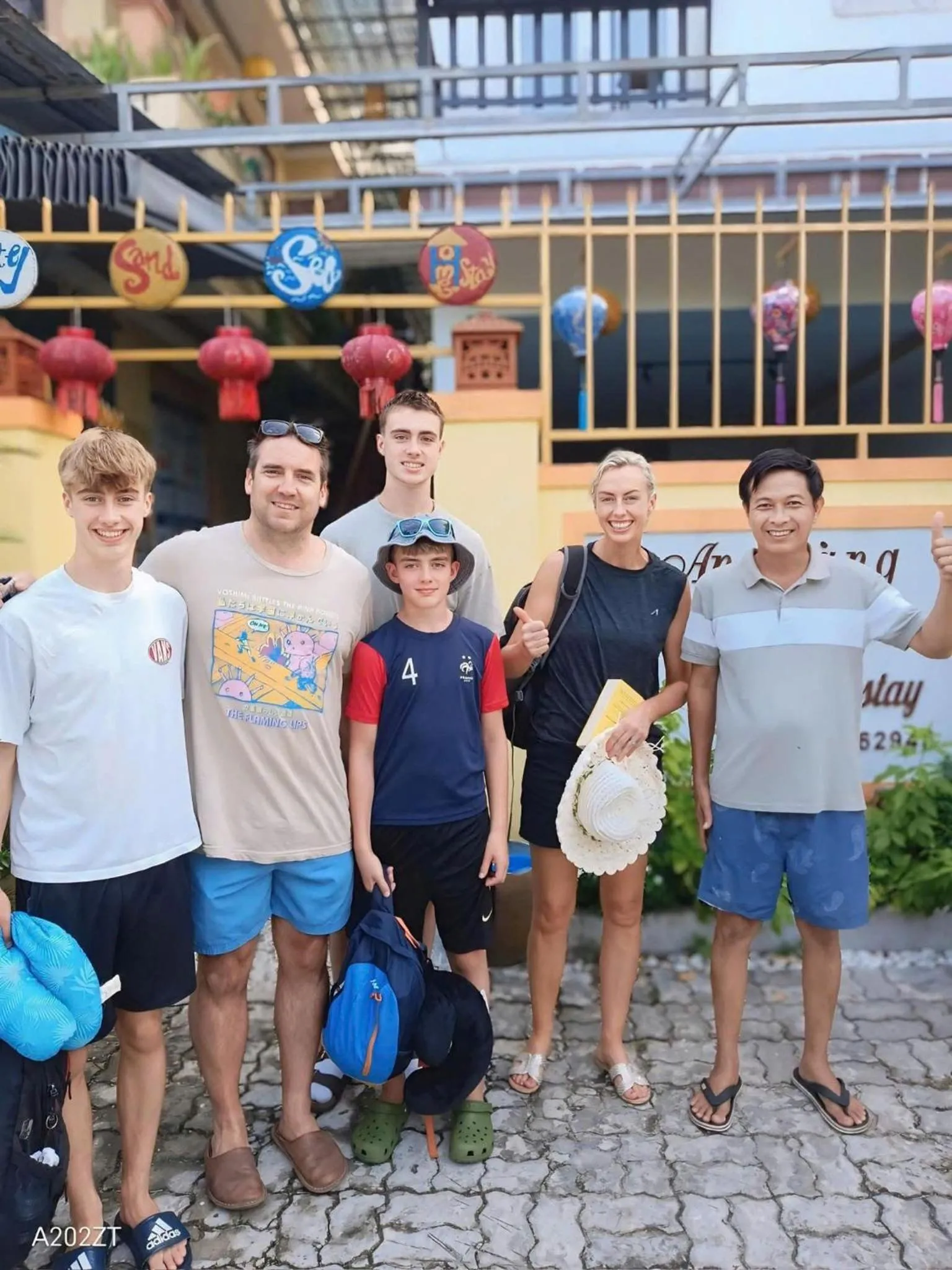 group of guests in An Bang beach White Sand Sea Villa