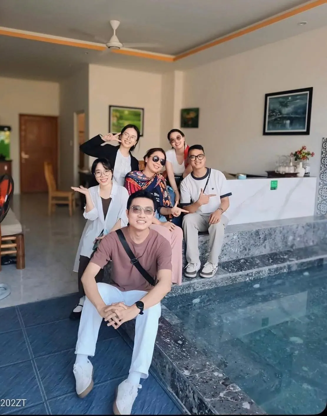 group of guests in An Bang beach White Sand Sea Villa