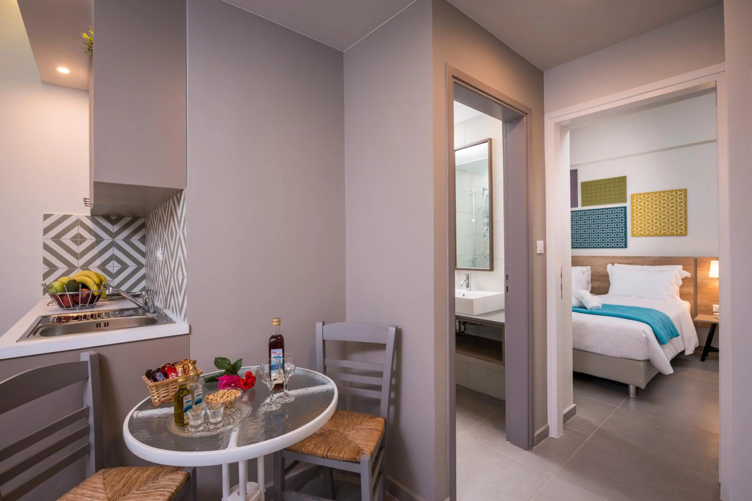 Bathroom, Bed in IRINI STALOS Apartments